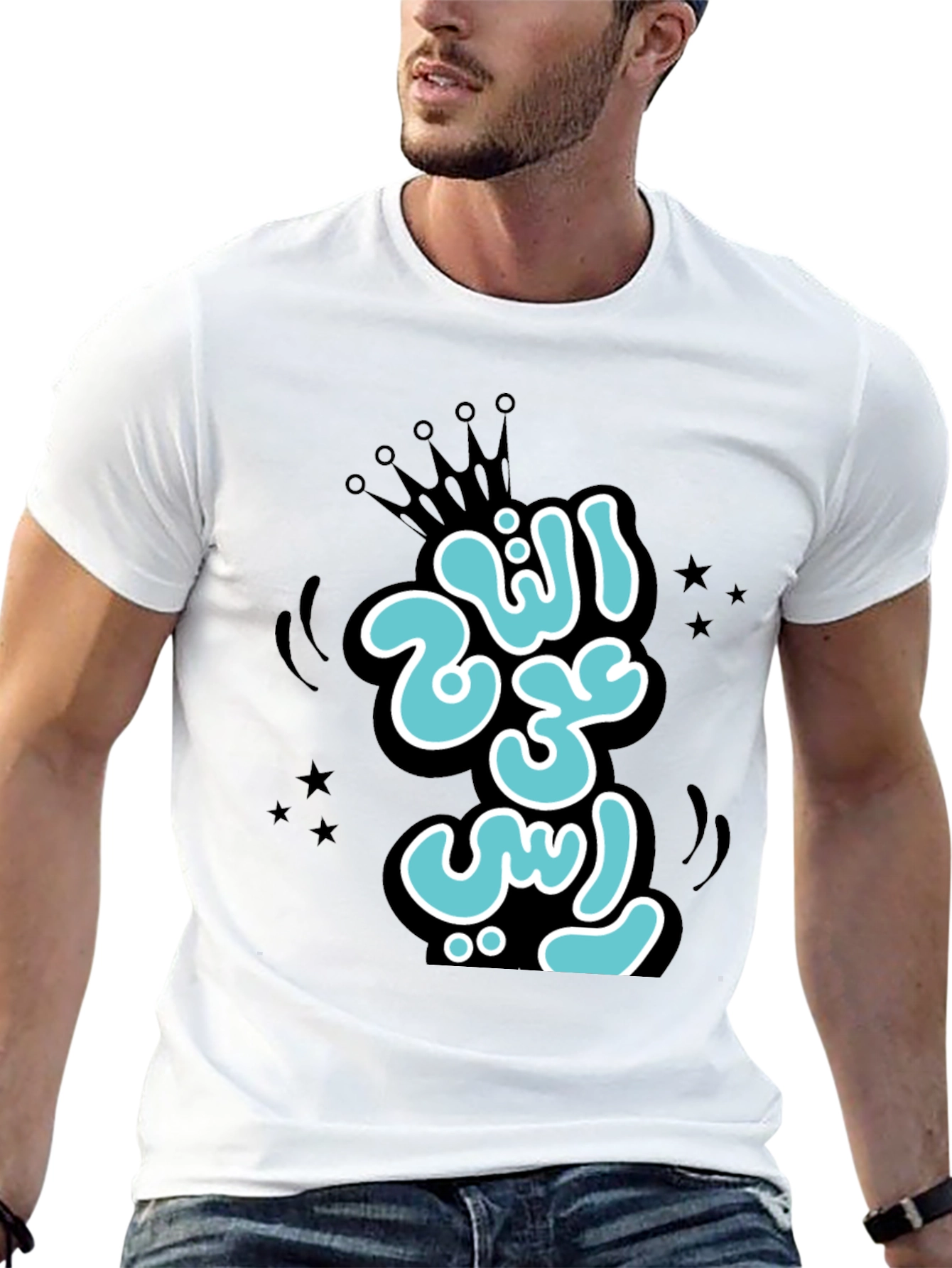 Black Stylish Black T-shirt with Arabic Graphic Print view 13