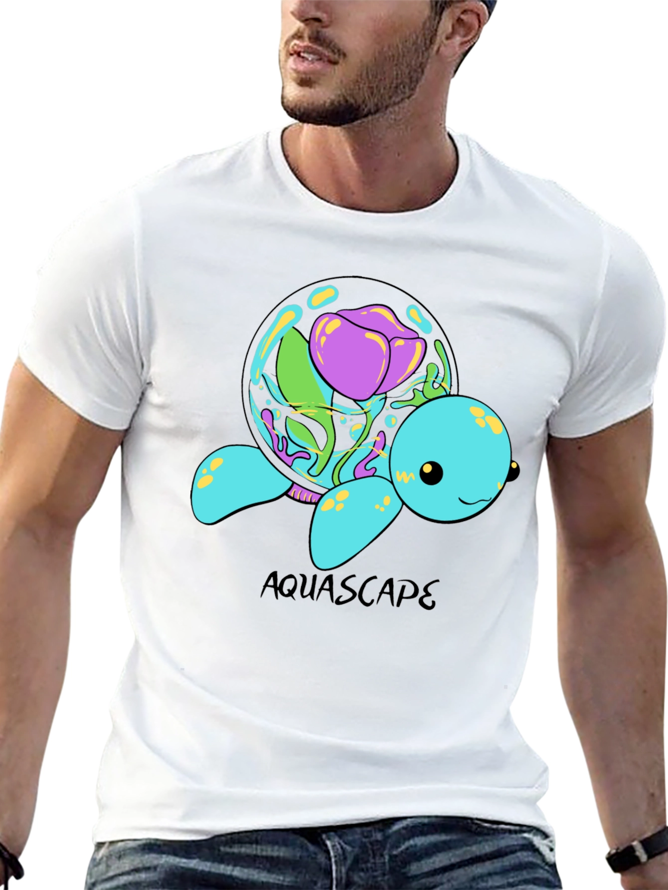 Black Aquascape Turtle Graphic T-Shirt view 13