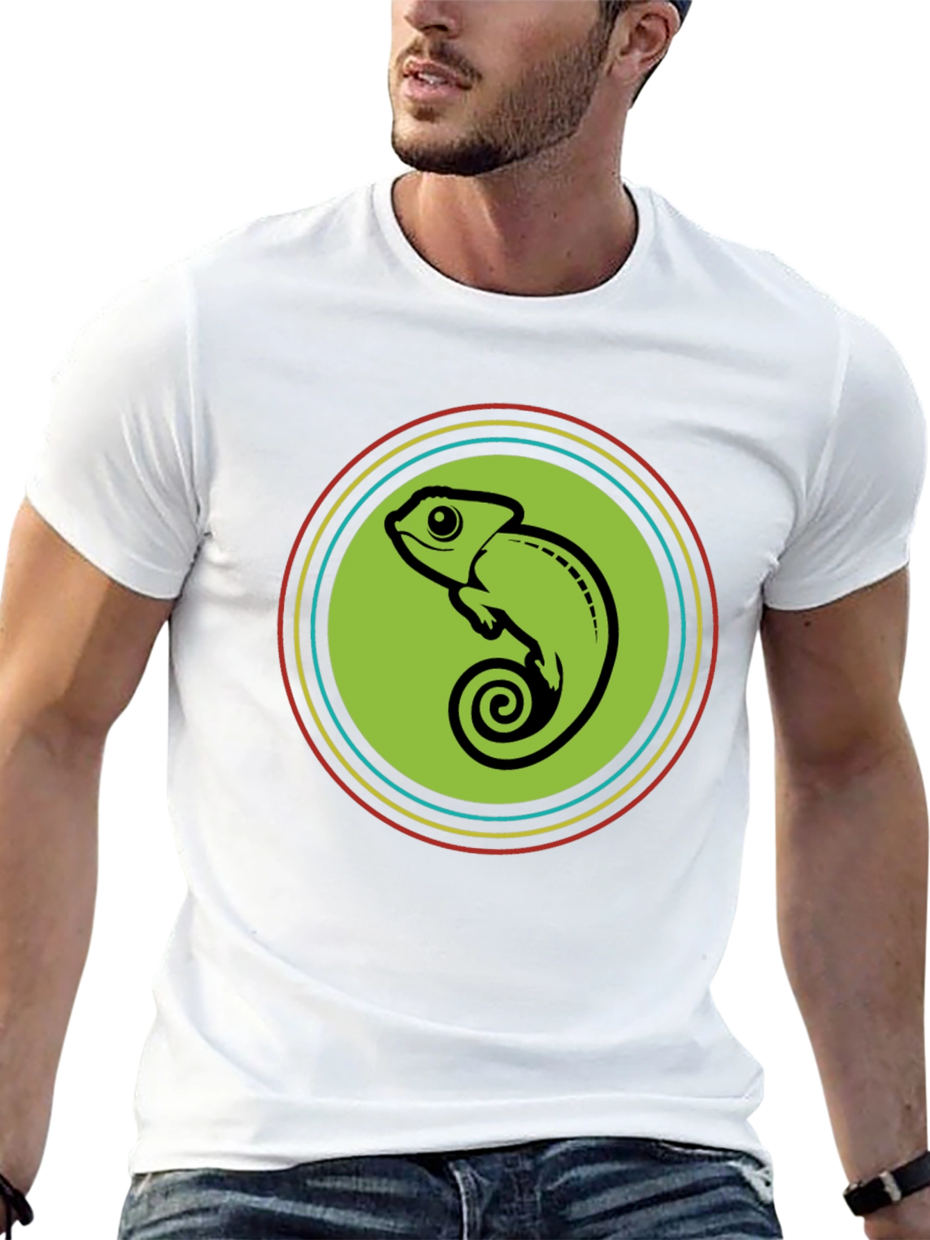 Black Chameleon Circle Graphic Tee - Cool & Comfy view 13