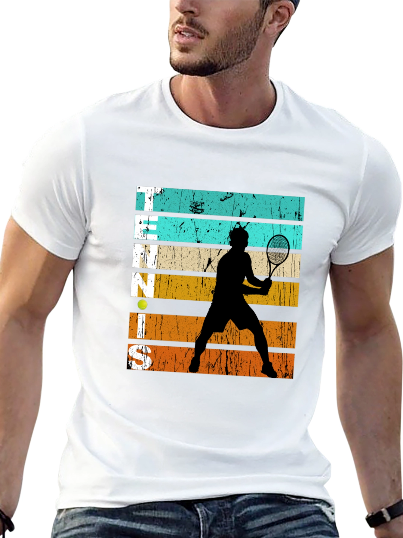 Black Retro Tennis Player Graphic T-Shirt view 13