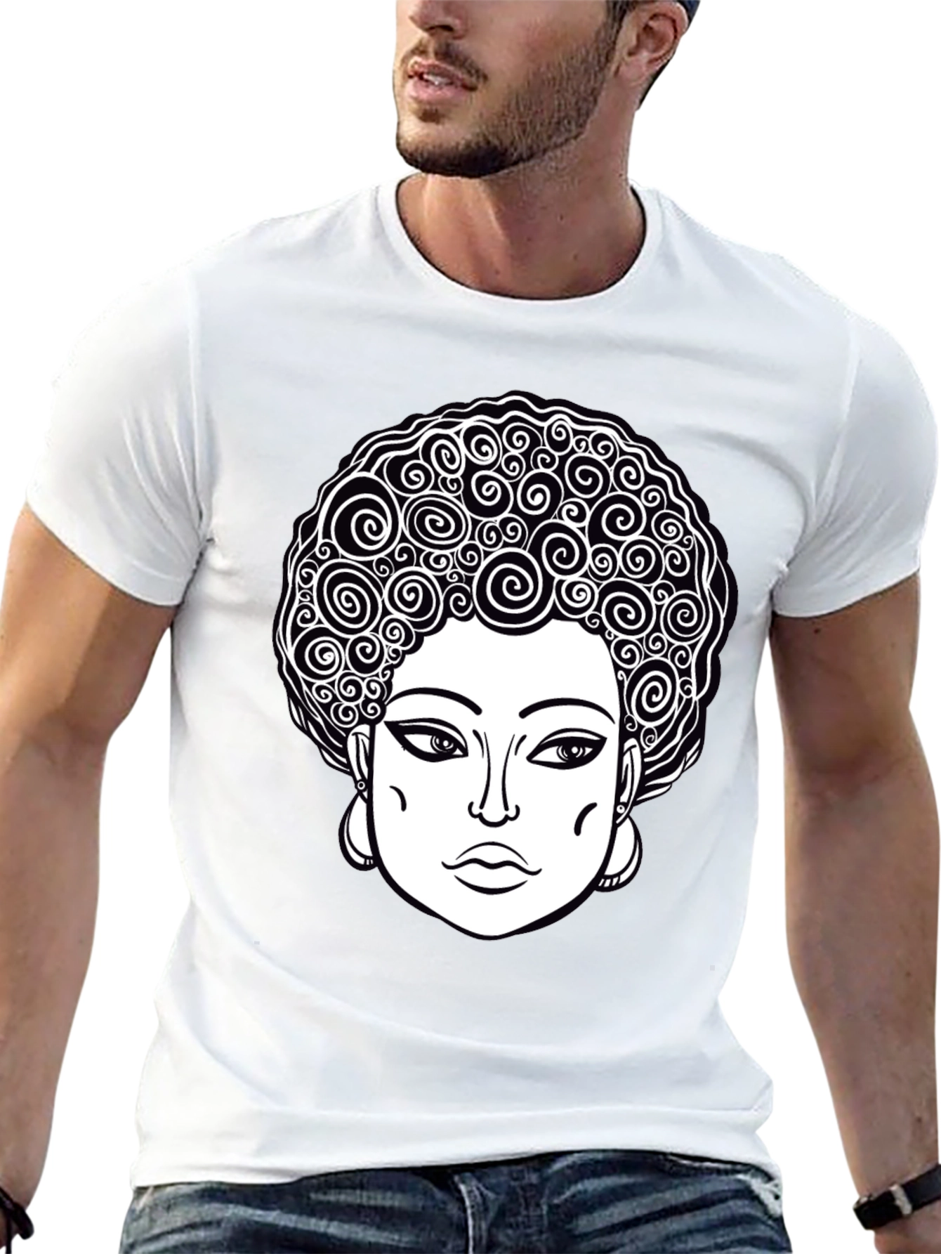 Black Afro Queen Graphic Tee - Black Unisex T-Shirt view 13