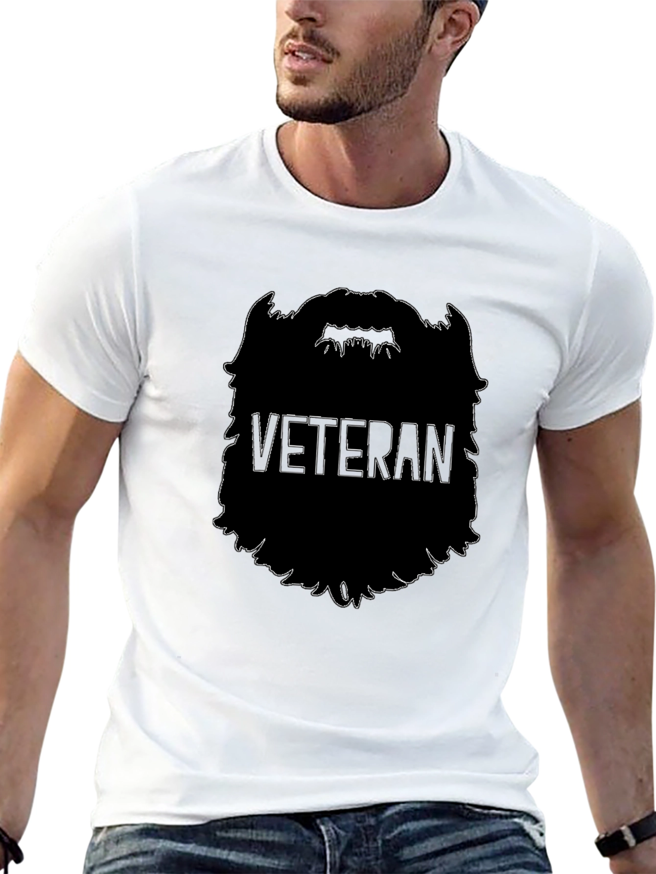 Black Veteran Beard Graphic Tee - Black view 13