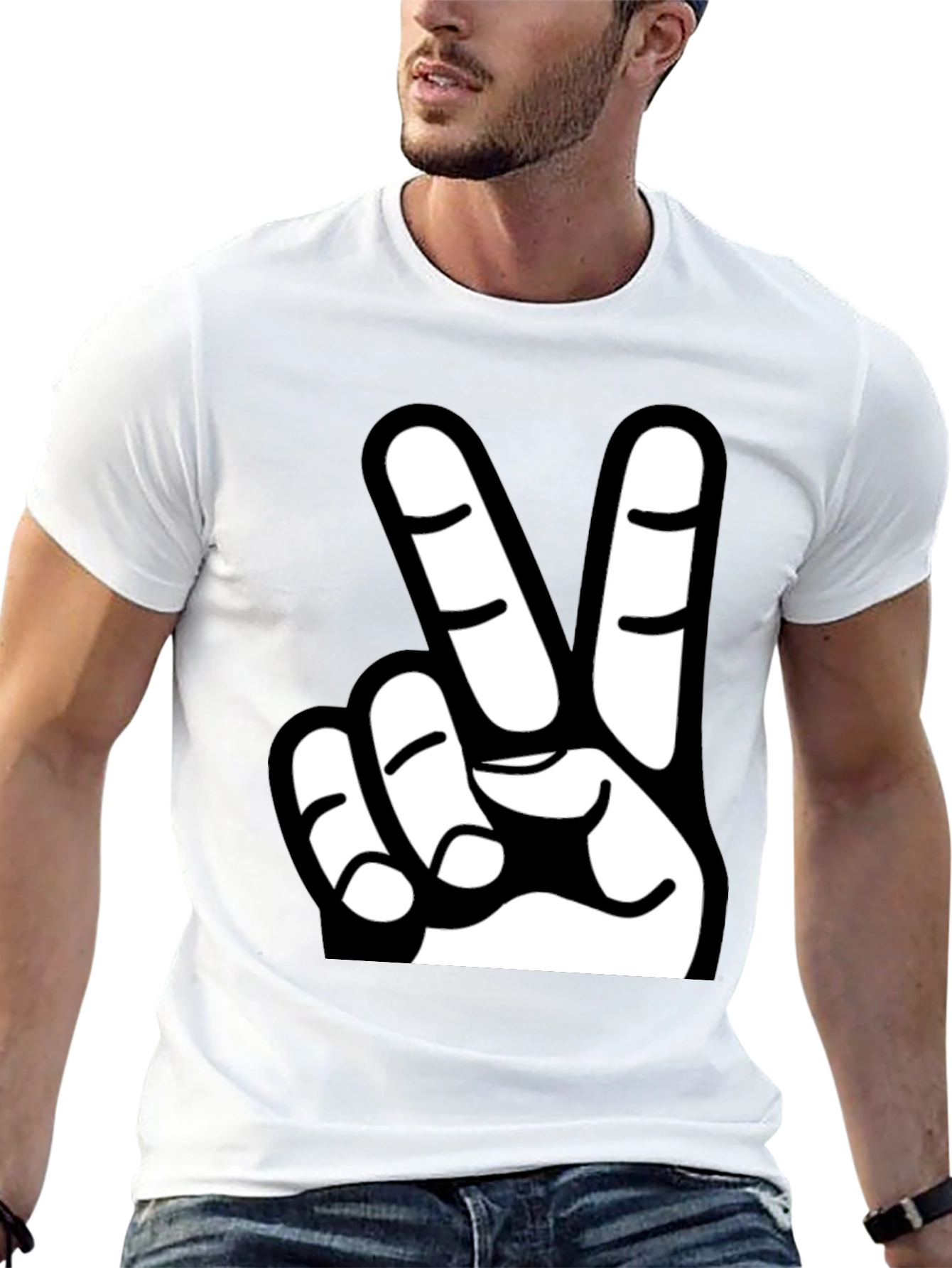 Black Peace Sign Graphic Tee - Classic Black T-Shirt view 13