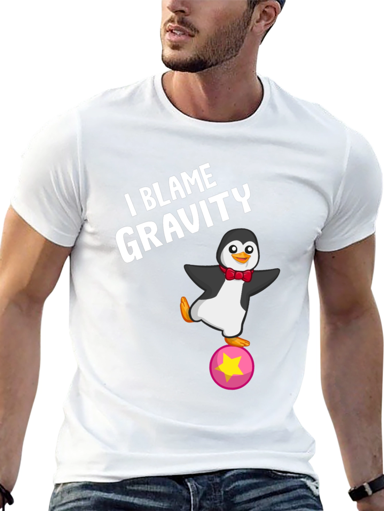 Black I Blame Gravity Penguin T-Shirt view 13