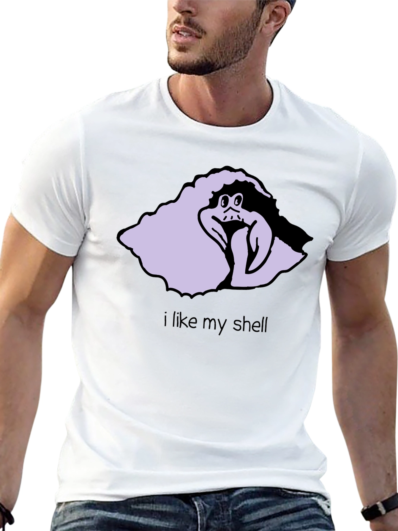 Black Funny Cartoon Hermit Crab T-Shirt - I Like My Shell view 13
