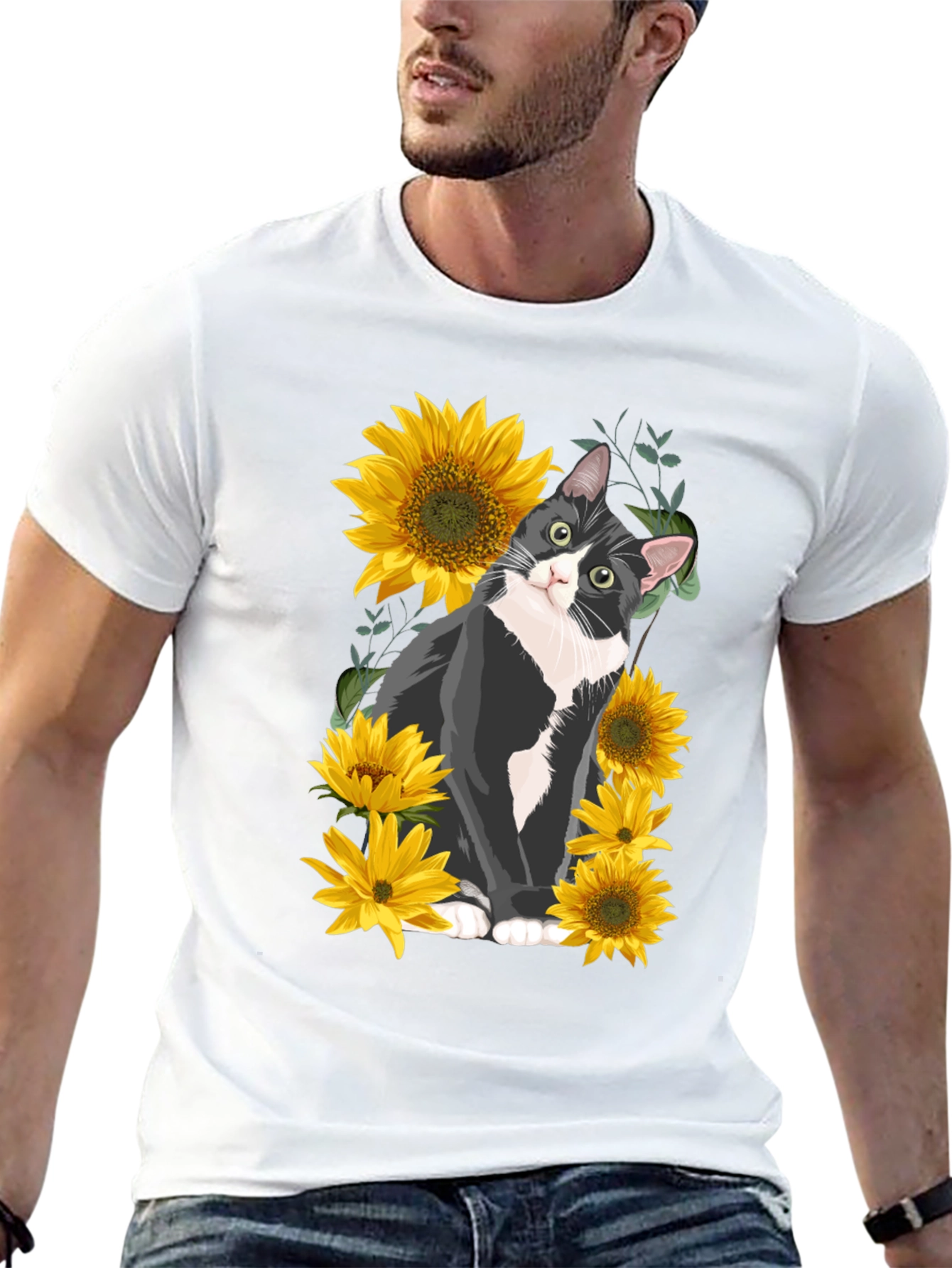Black Cat and Sunflower Graphic Tee view 13