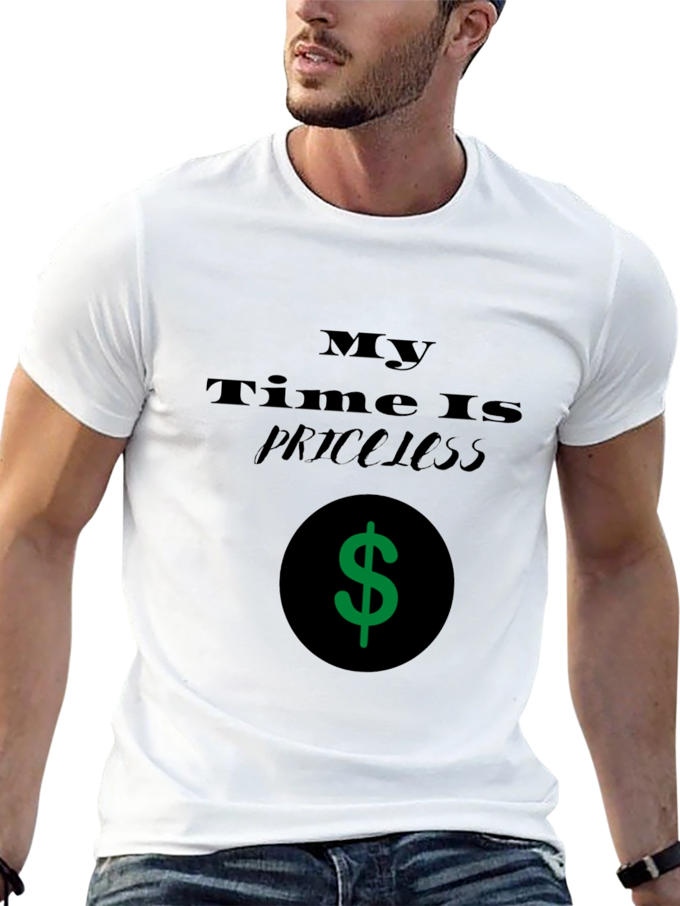 Black Priceless Time Black Graphic T-Shirt view 13