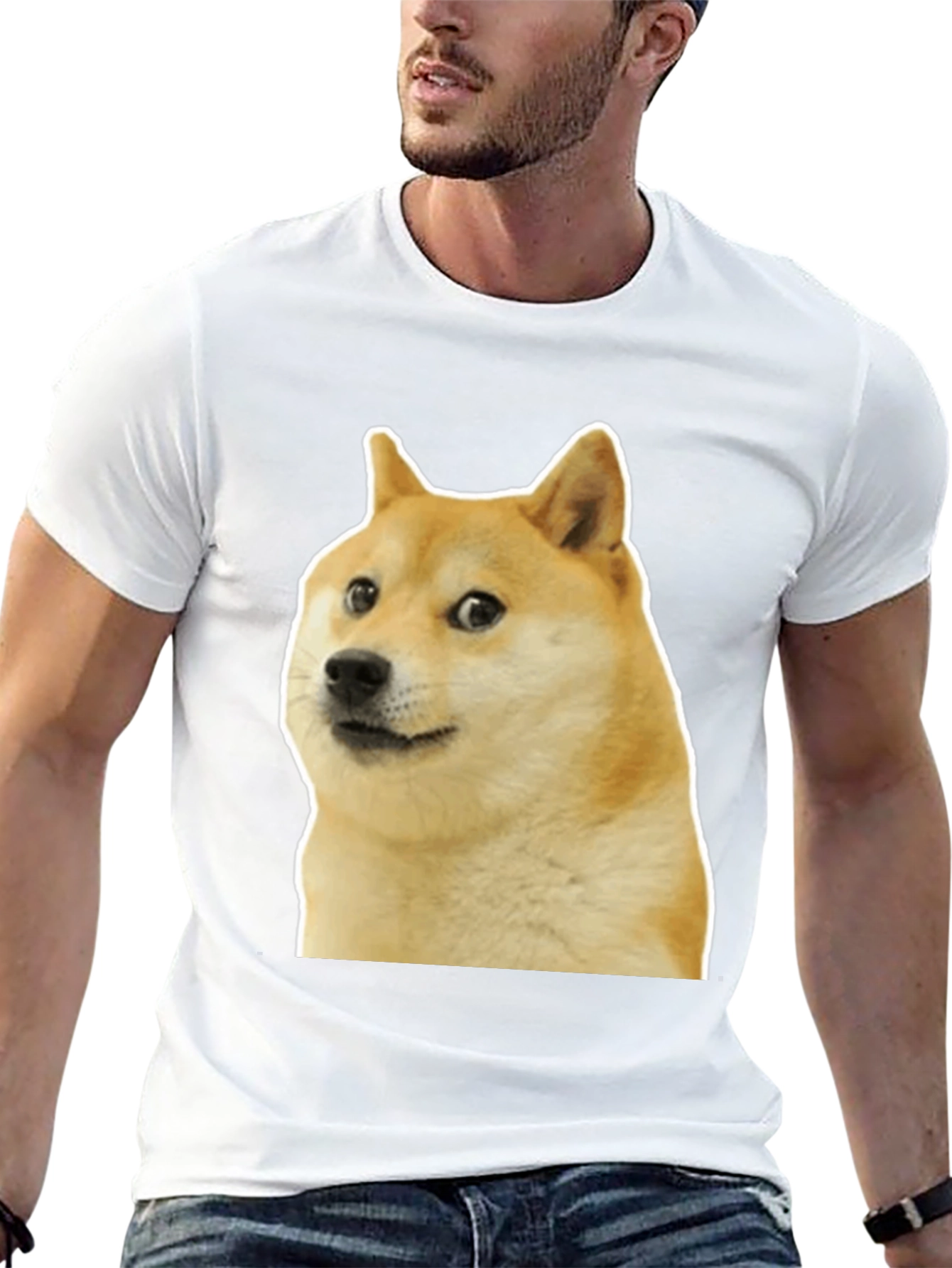 Black Doge Meme Graphic Tee - Black Cotton T-Shirt view 13
