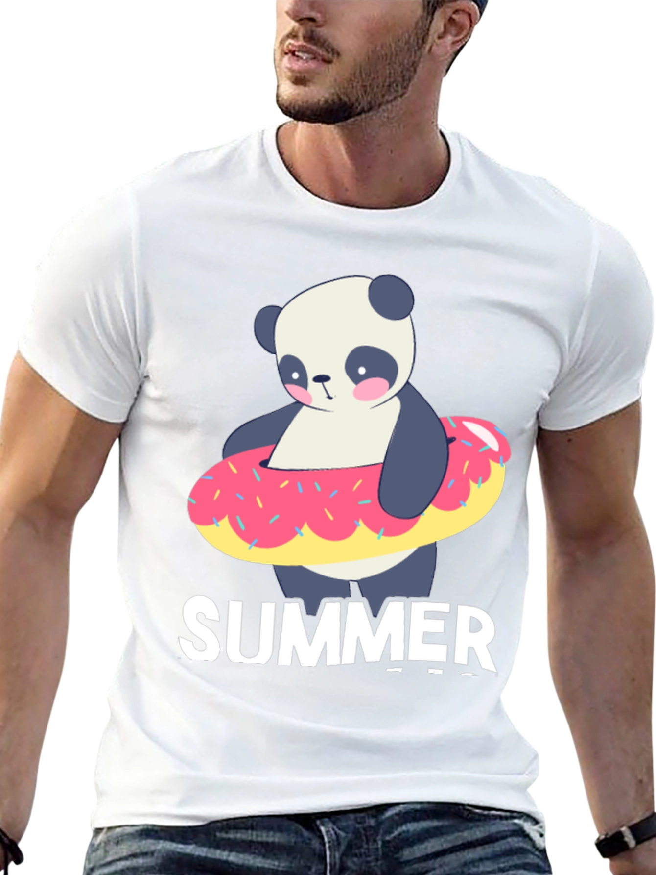 Black Summer Panda Doughnut T-Shirt view 13