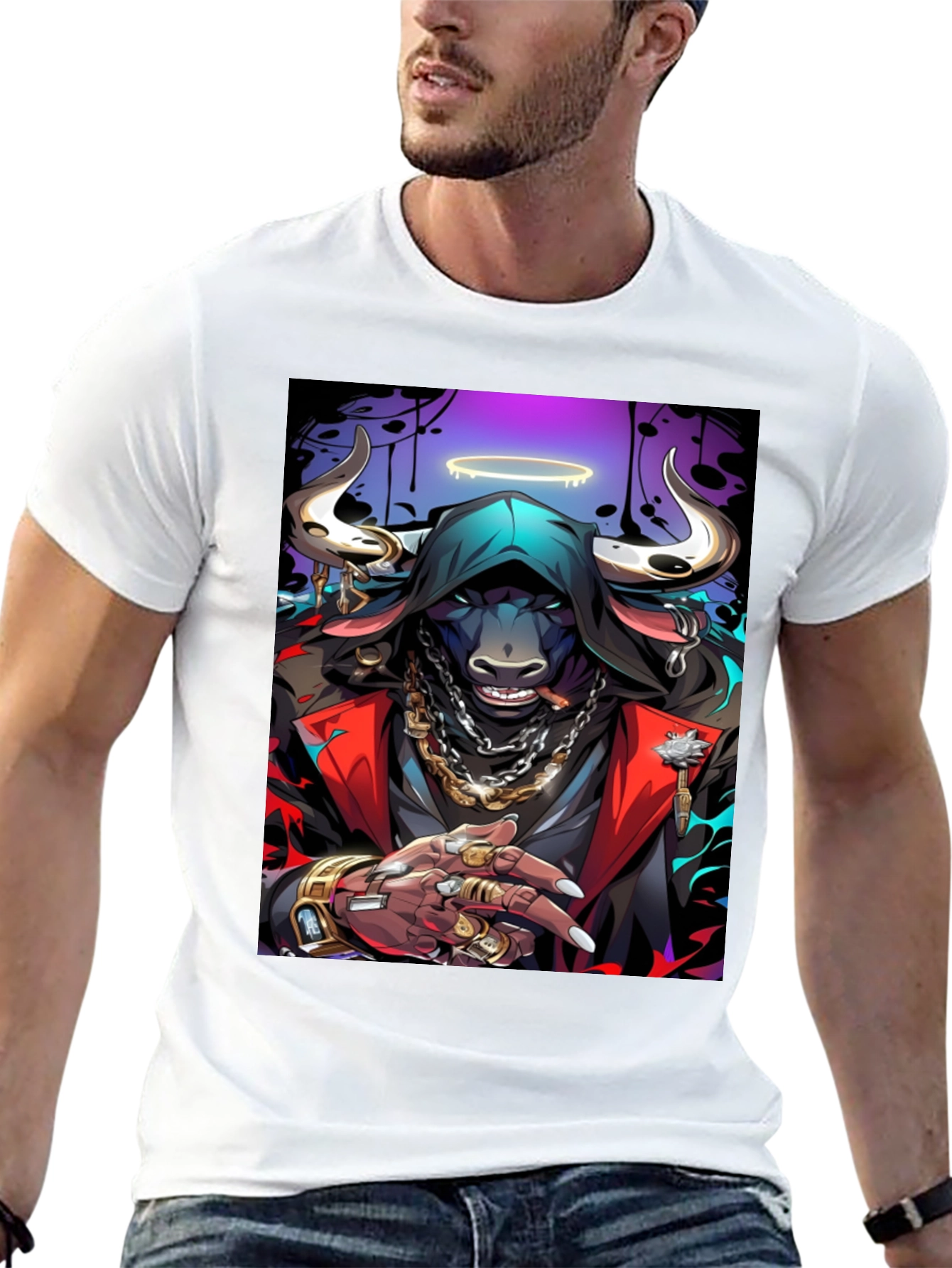 Black Bull Gangster Graphic Tee - Urban Style T-Shirt view 13