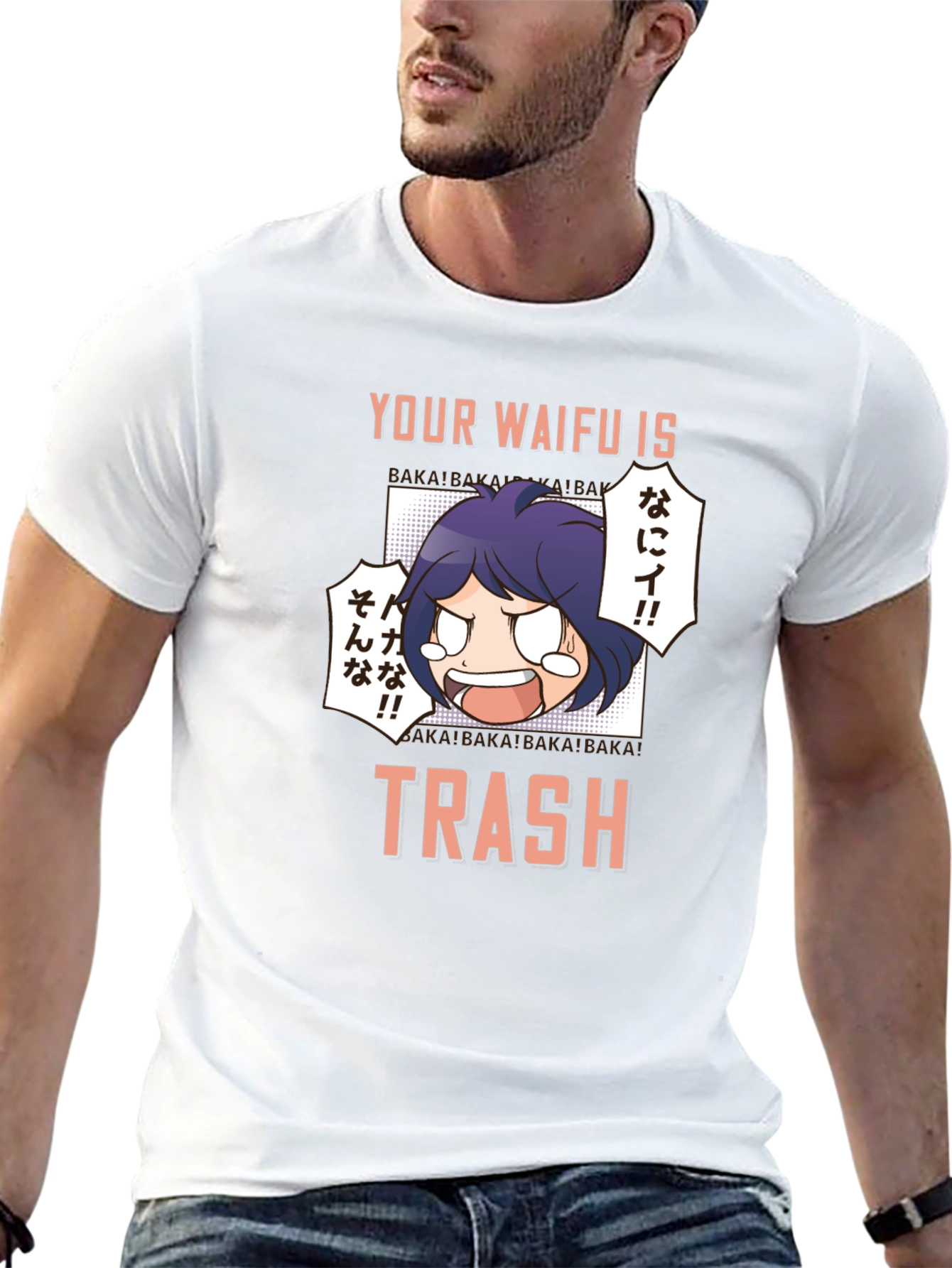 Black Your Waifu is Trash T-Shirt Anime Manga Graphic Tee view 13