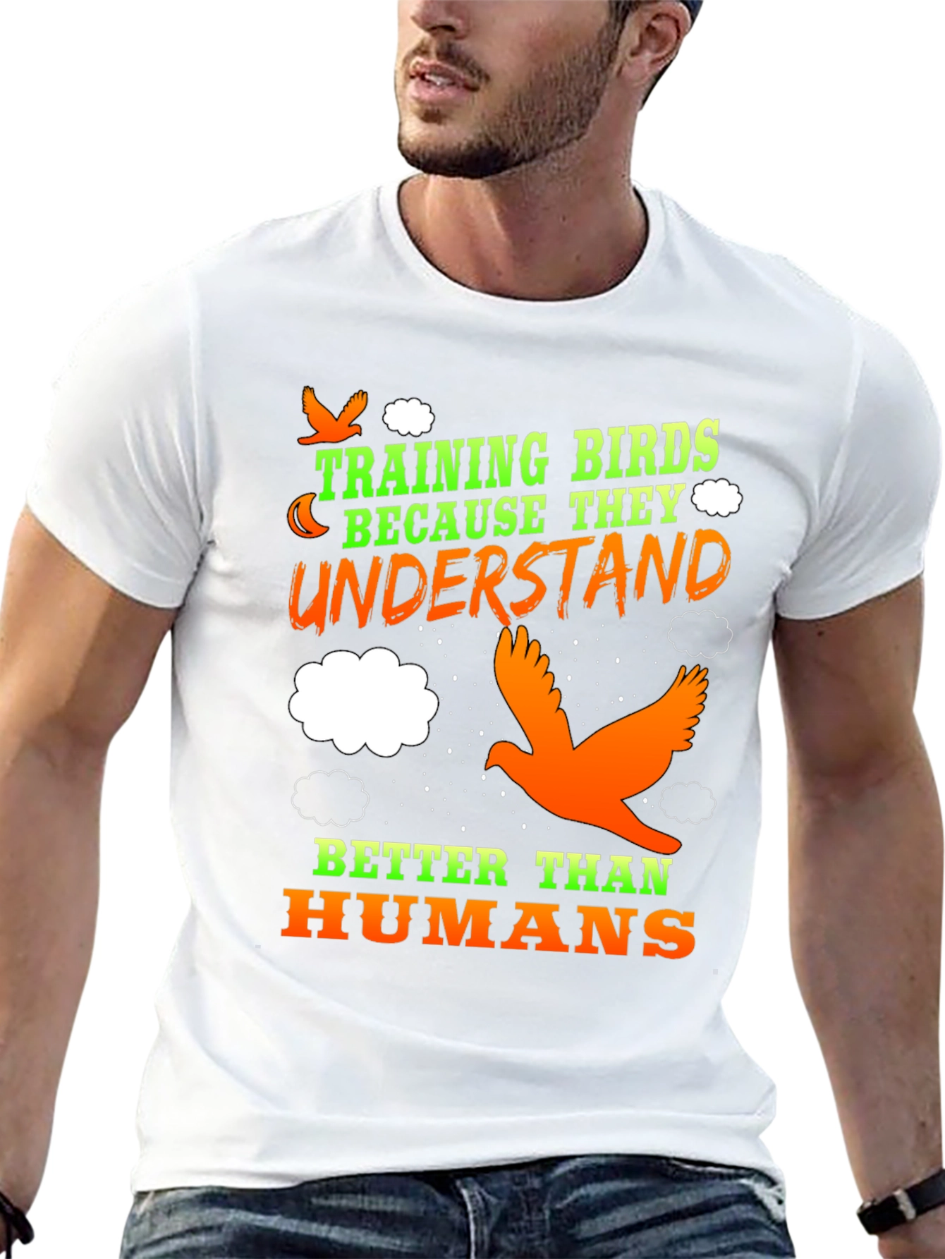 Black Training Birds Funny T-Shirt view 13