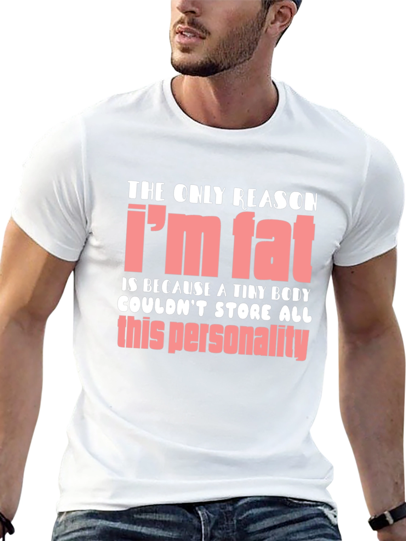 Black Funny I'm Fat Personality T-Shirt view 13