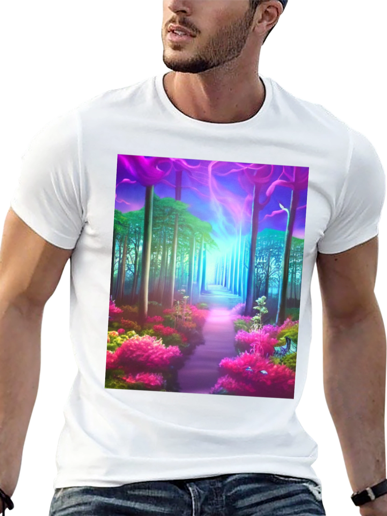 Black Enchanted Forest Graphic T-Shirt view 13