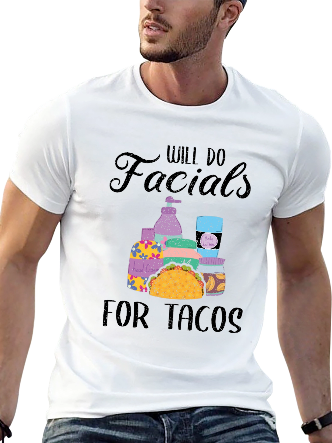 Black Will Do Facials for Tacos T-Shirt view 13