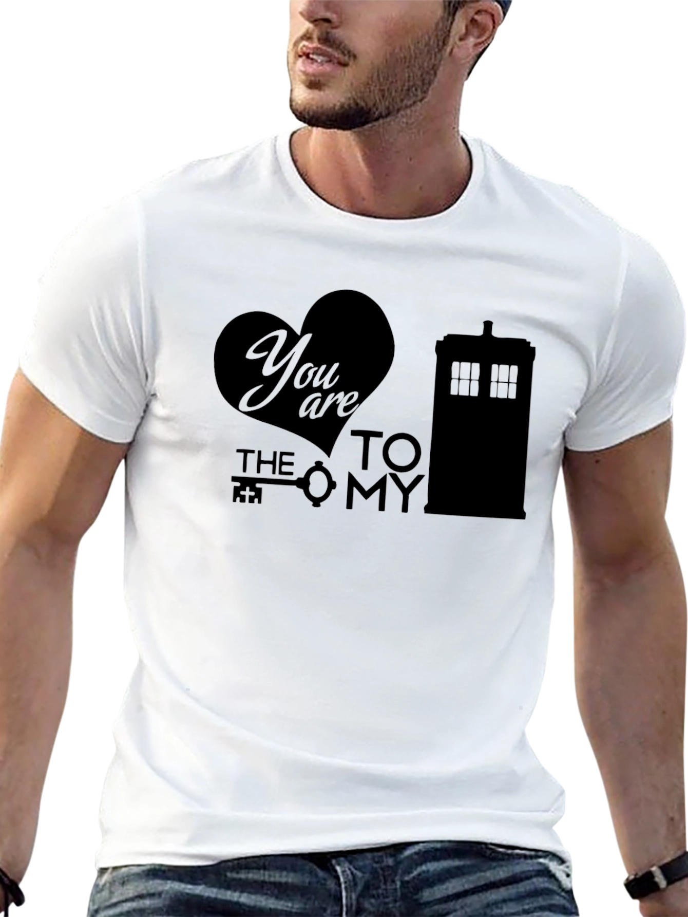 Black You Are the Key To My TARDIS Black Graphic T-Shirt view 13