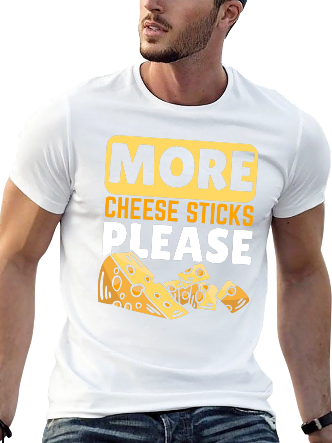 Black More Cheese Sticks Please T-Shirt - Funny Foodie Tee view 13