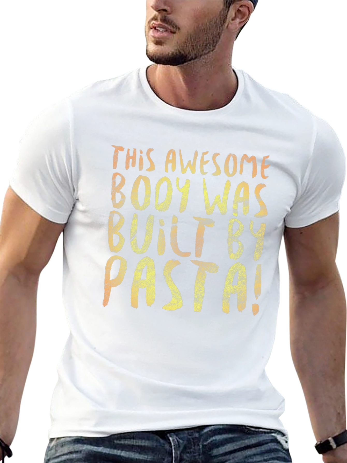 Black Awesome Body Built By Pasta T-Shirt view 13