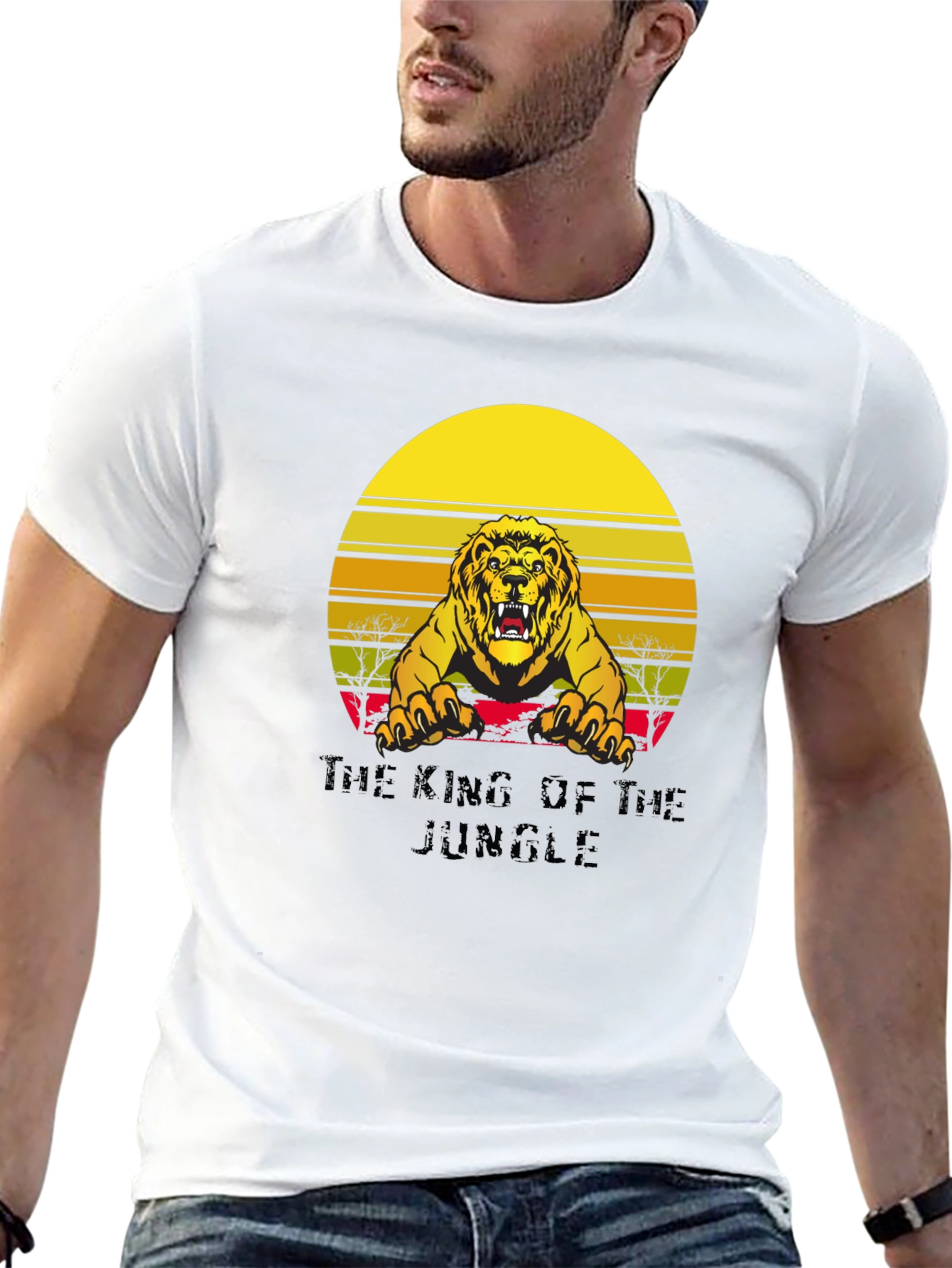Black King of the Jungle Lion Graphic Tee - Unisex view 13
