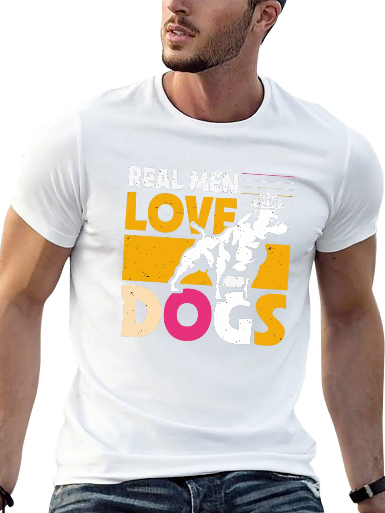 Black Real Men Love Dogs Graphic T-Shirt - Black view 13