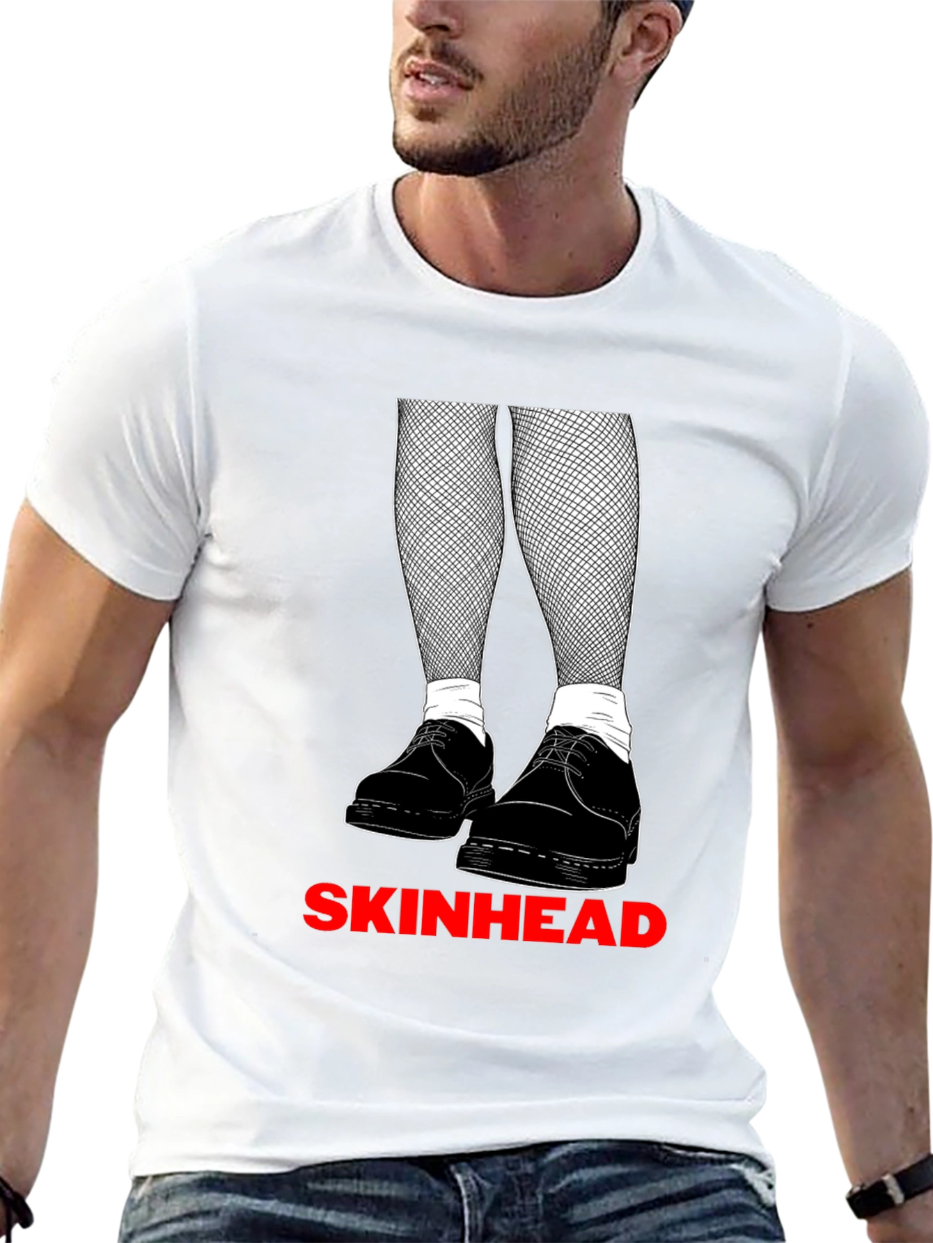 Black Skinhead Graphic Tee - Black Crew Neck T-Shirt view 13