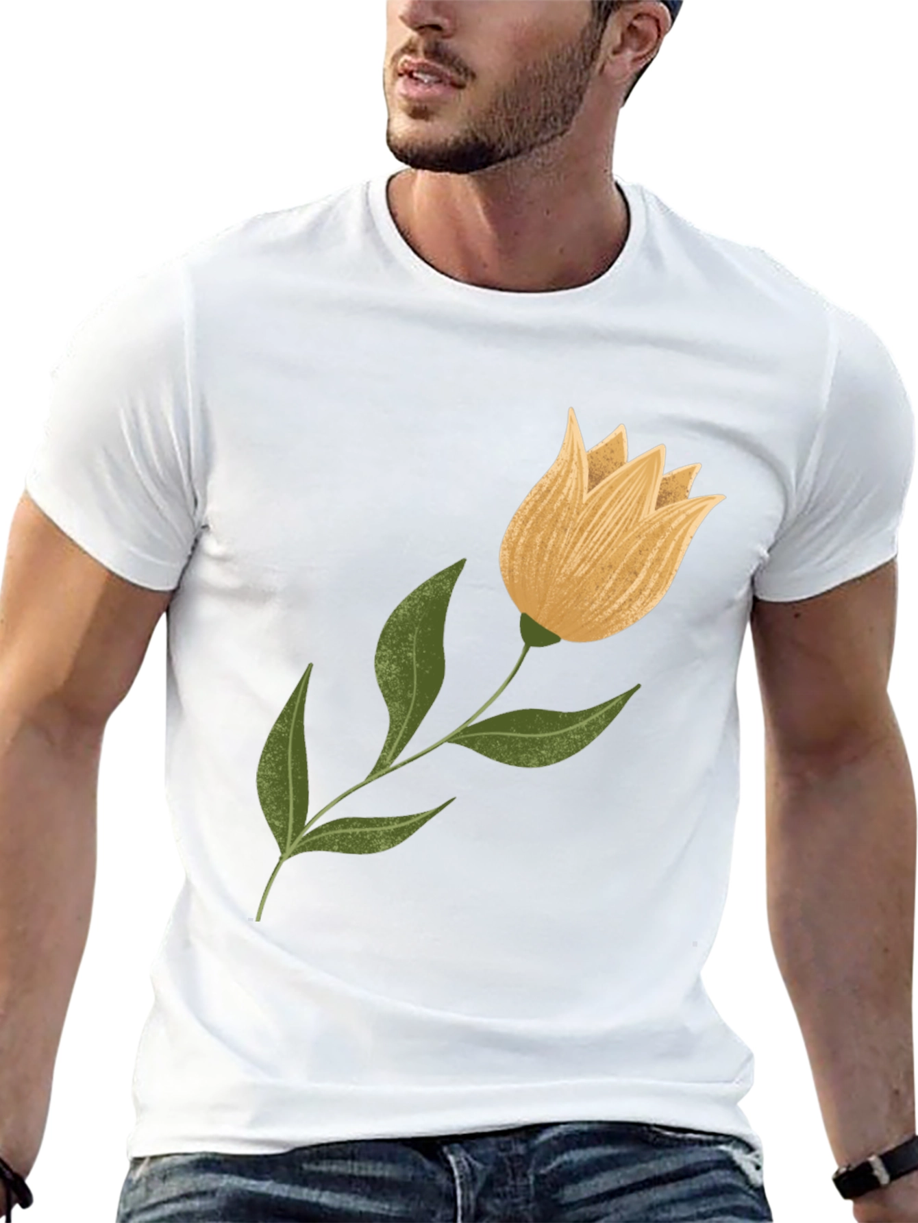 Black Floral Graphic Tee - Black Cotton Blend view 13