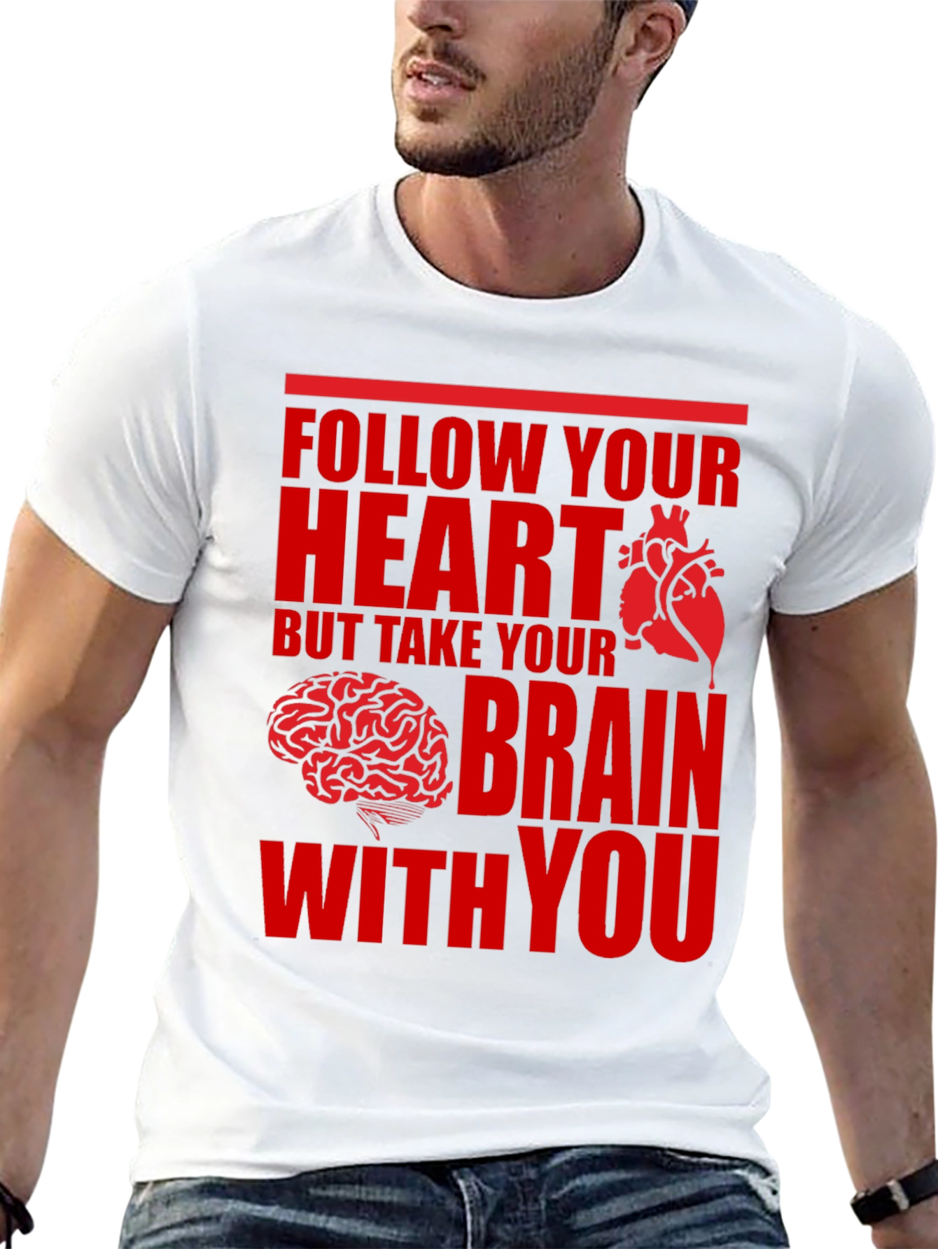 Black Follow Your Heart Brain Graphic Tee view 13