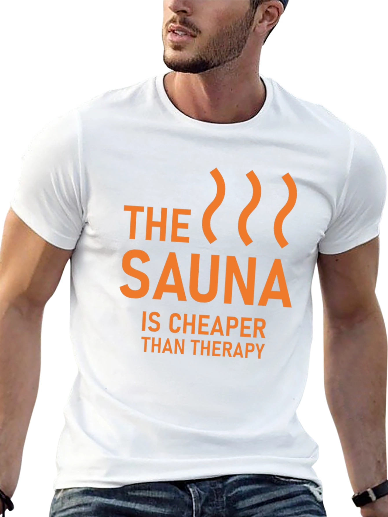 Black Sauna Cheaper Than Therapy Graphic T-Shirt view 13