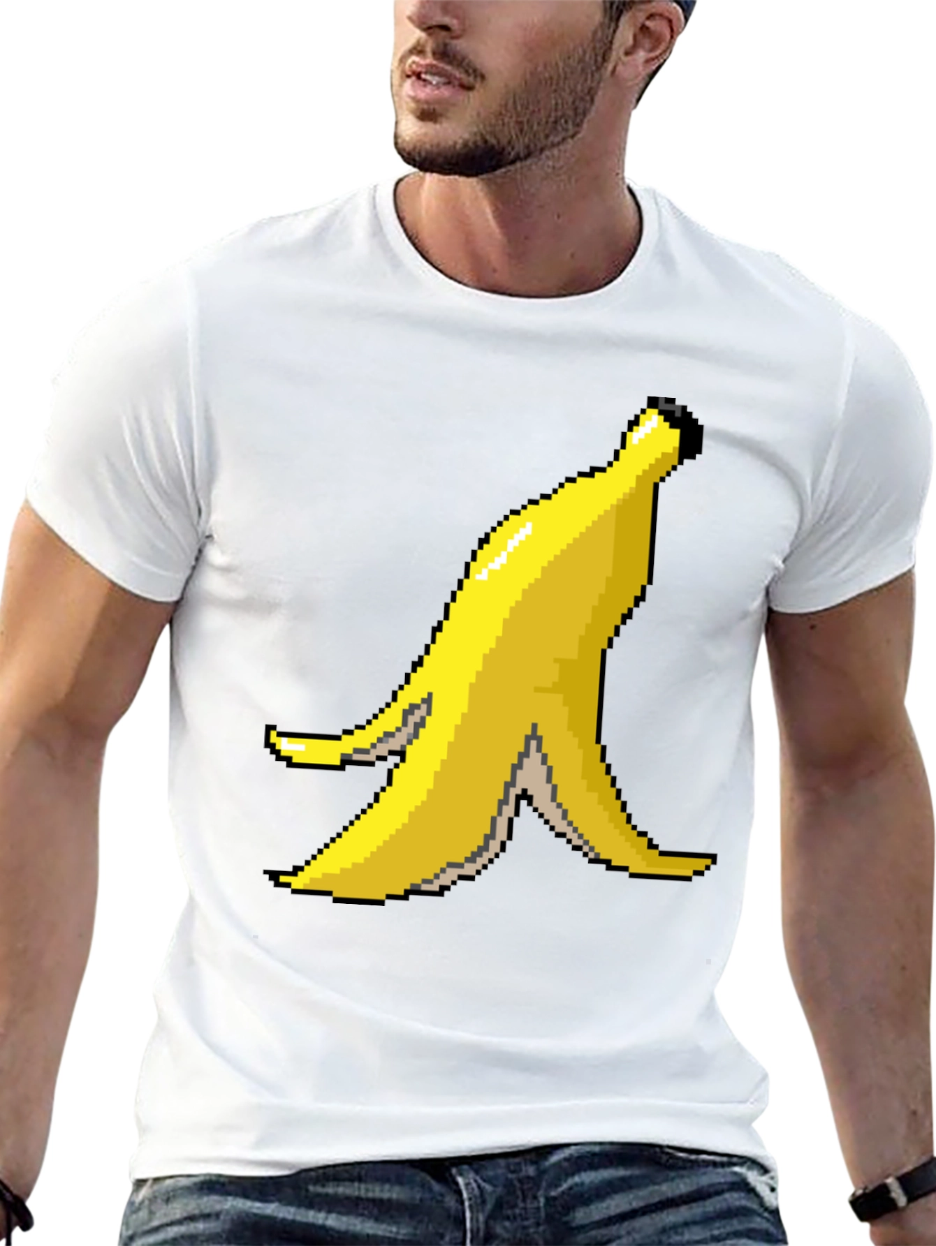 Black Pixel Banana Peel Graphic T-Shirt view 13
