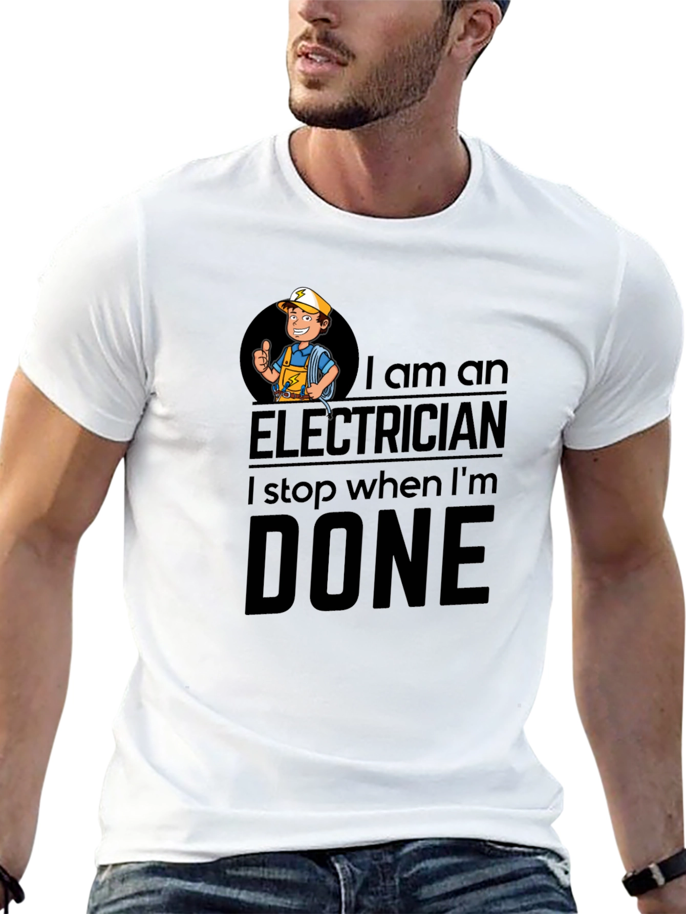 Black Electrician T-Shirt: I Stop When I'm Done view 13