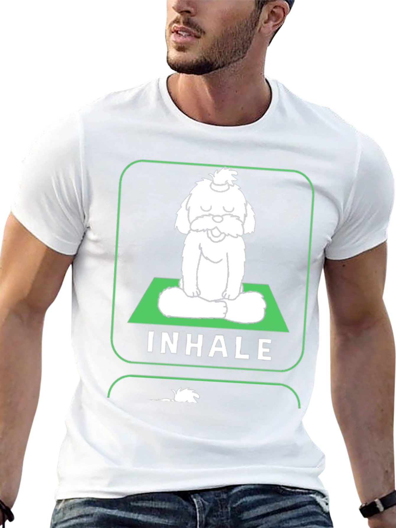 Black Meditating Dog Graphic Tee - Inhale, Exhale, Relax view 13