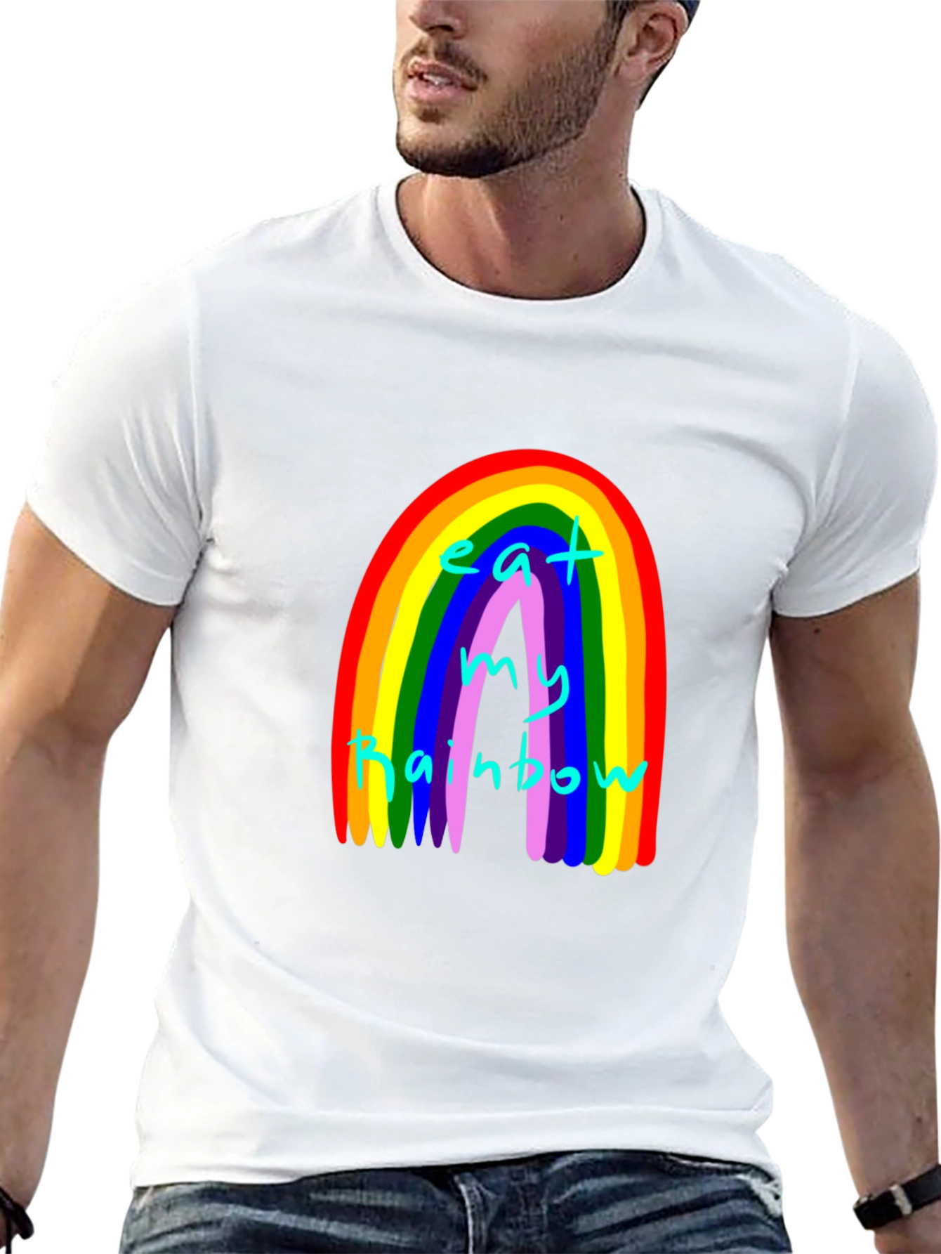 Black Eat My Rainbow Graphic Tee - Black Unisex T-Shirt view 13