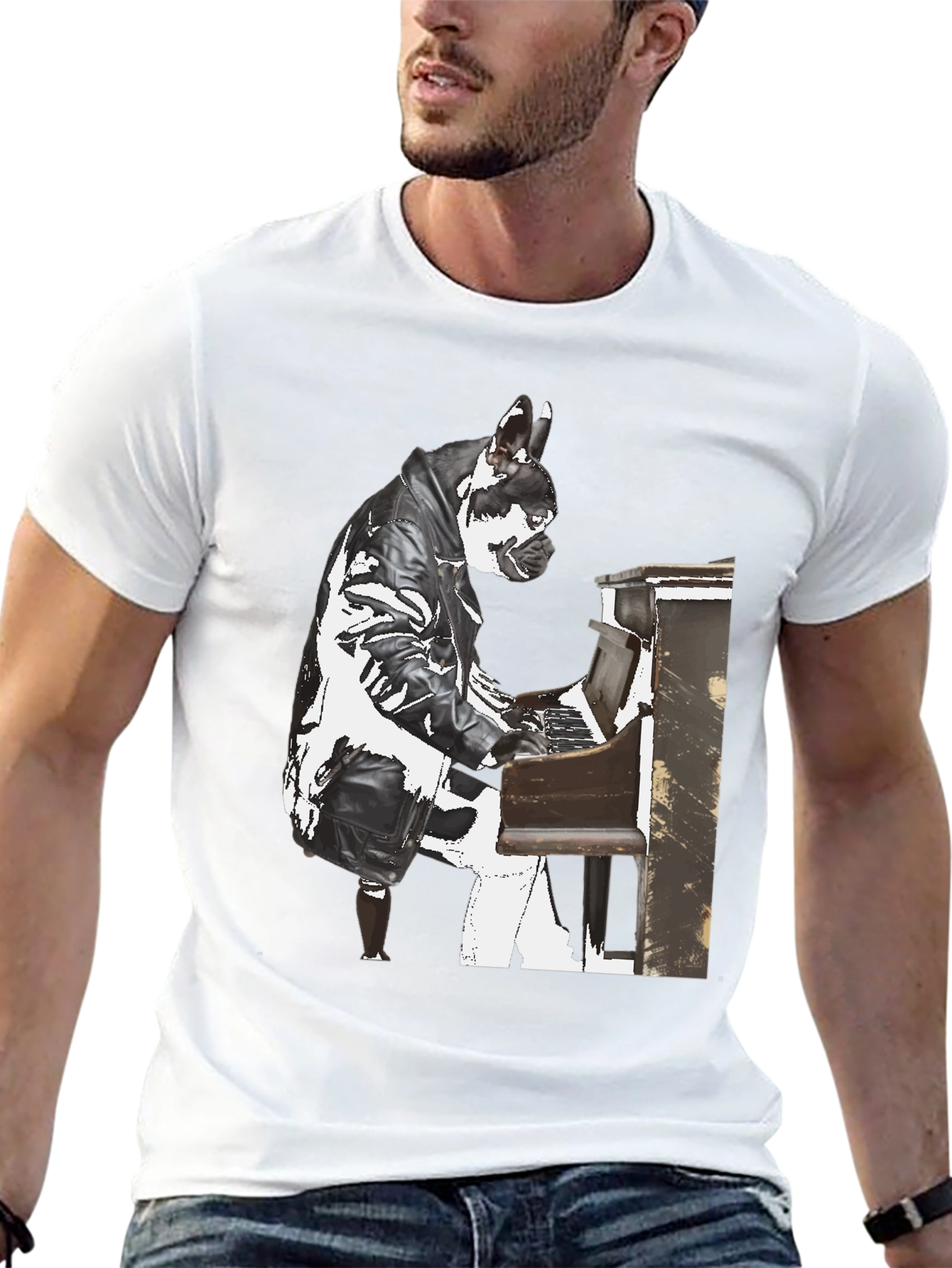 Black Piano Dog T-Shirt - Quirky Style view 13