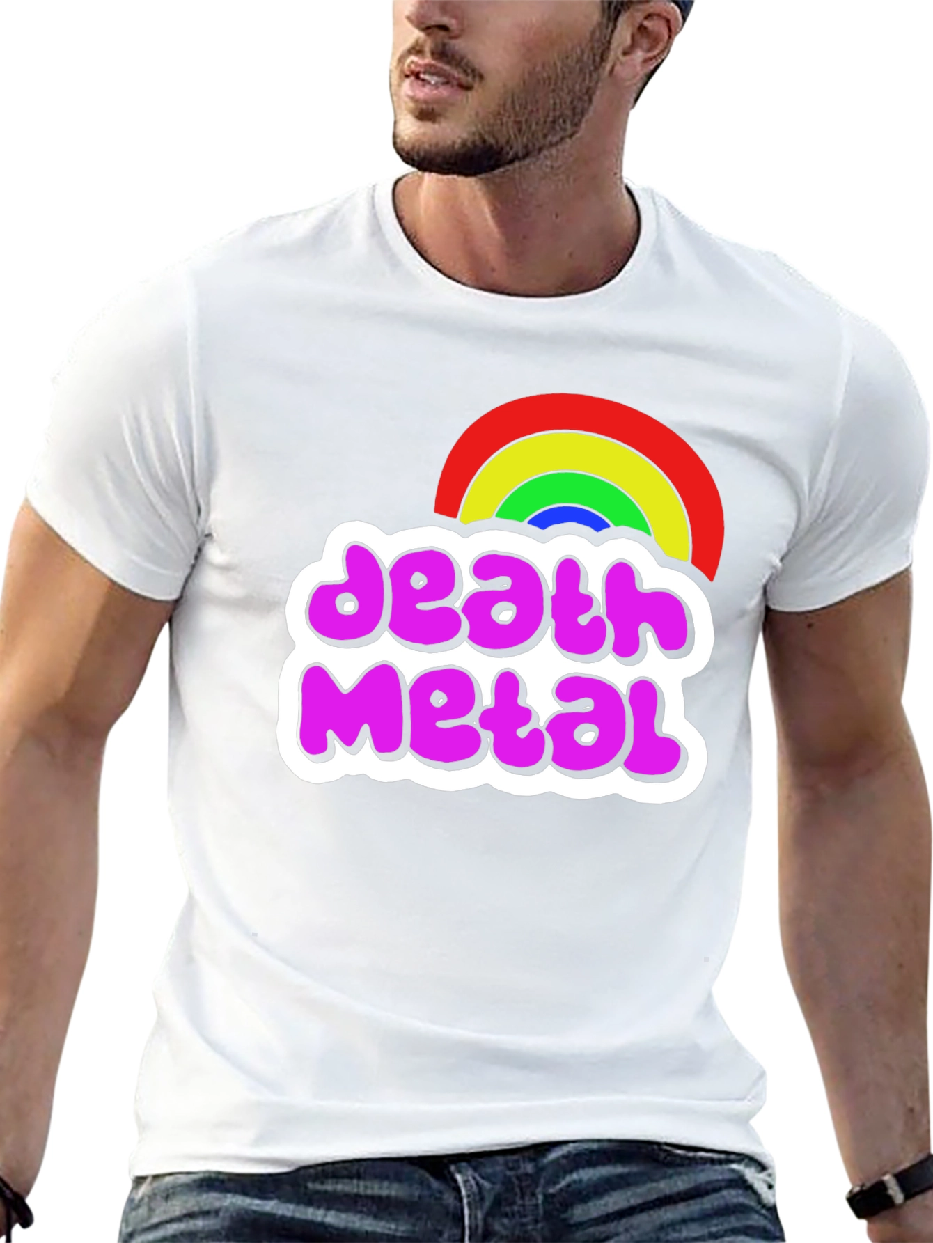 Black Death Metal Rainbow T-Shirt - Soft Cotton Tee view 13