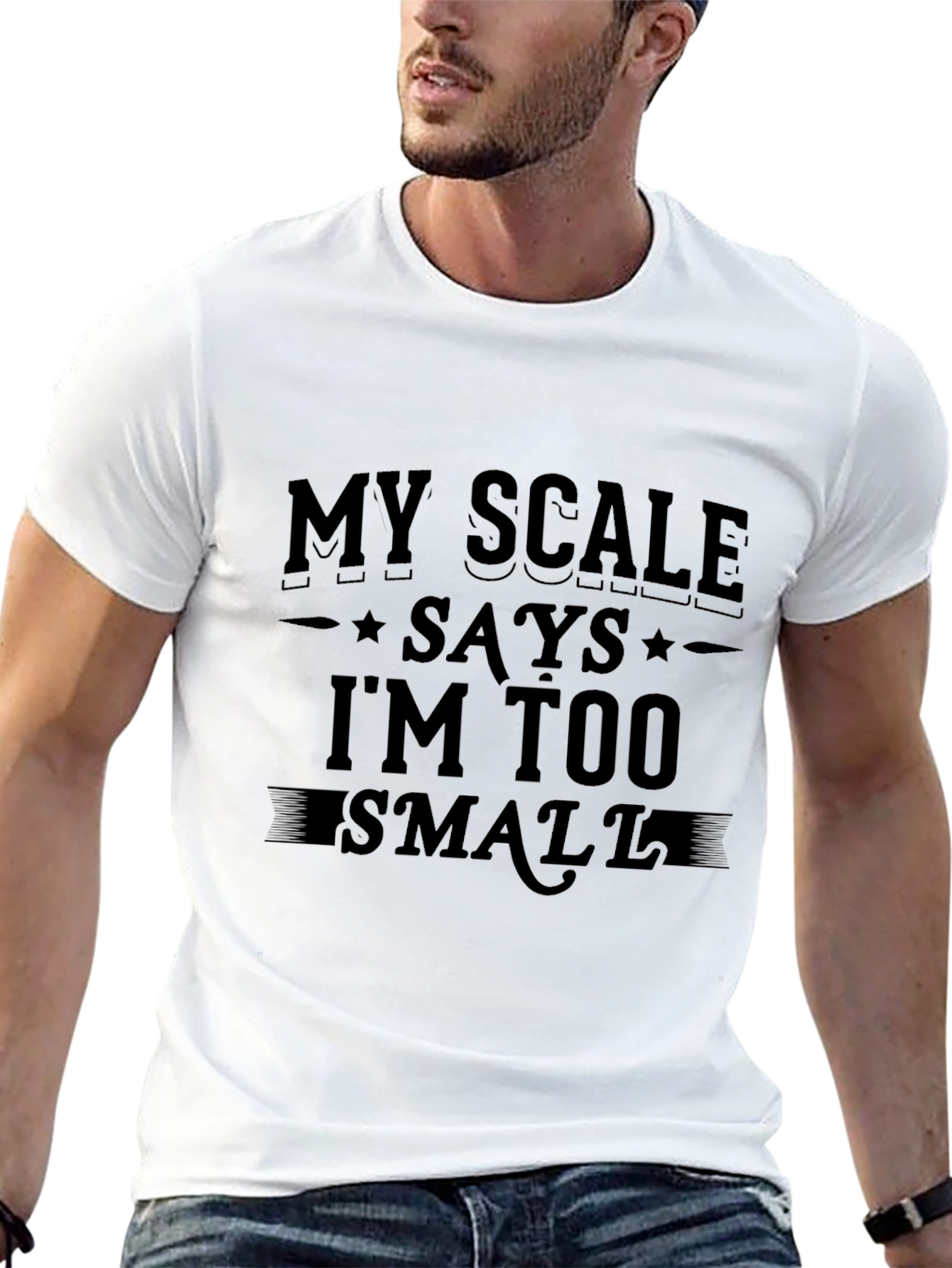 Black Funny 'My Scale Says I'm Too Small' Black T-Shirt view 13