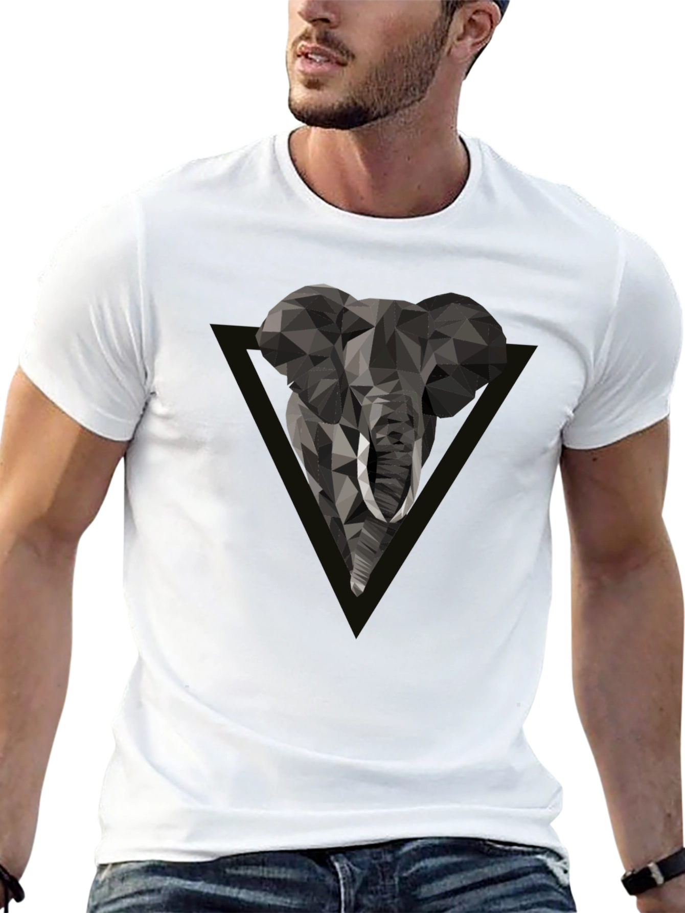 Black Geometric Elephant Tee - Modern Graphic Print view 13