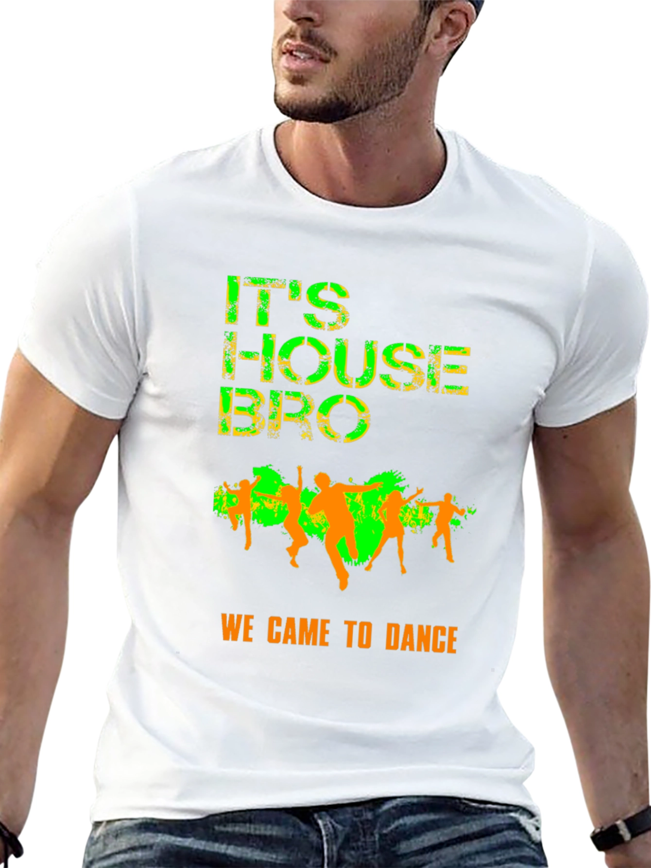 Black It's House Bro T-Shirt - Dance Party Apparel view 13