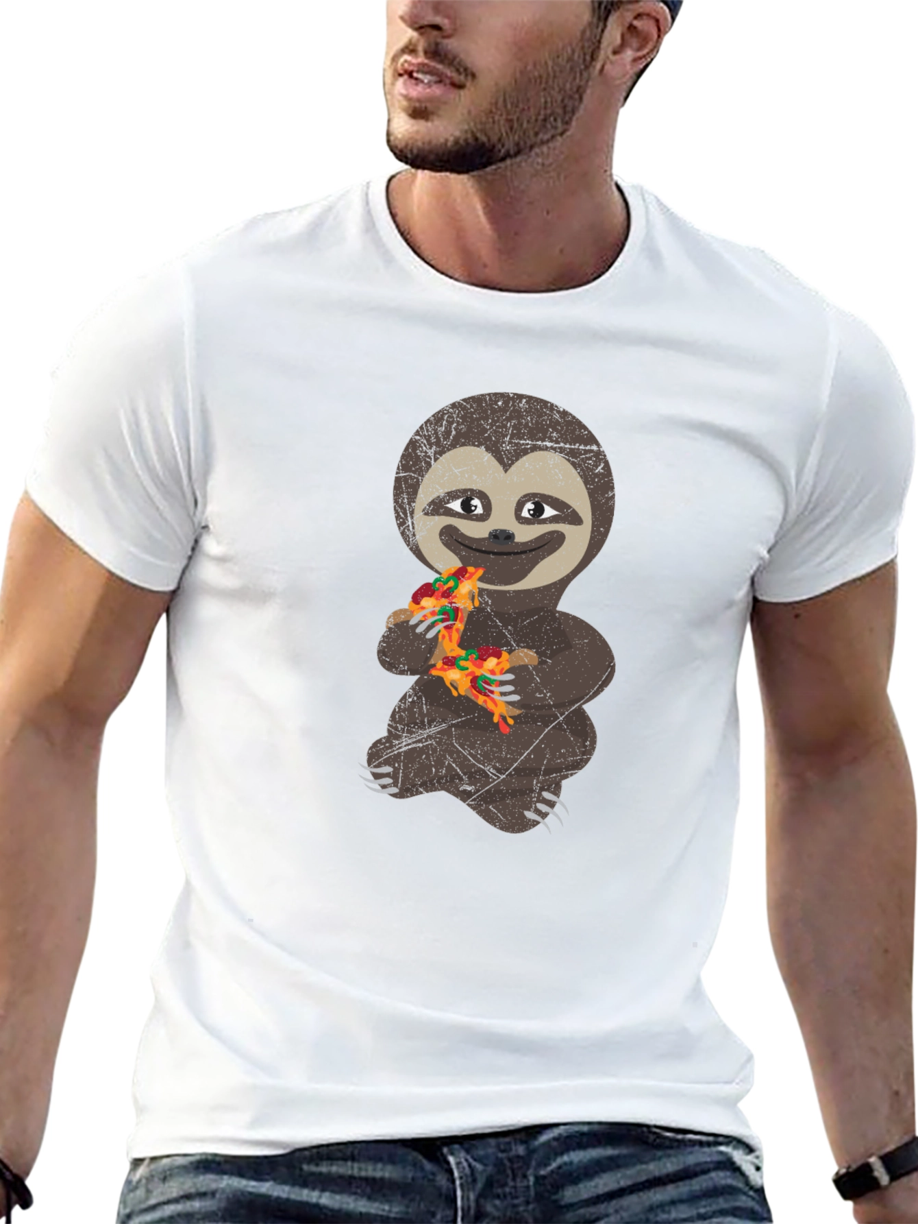 Black Sloth Pizza Lover T-Shirt - Funny Graphic Tee view 13