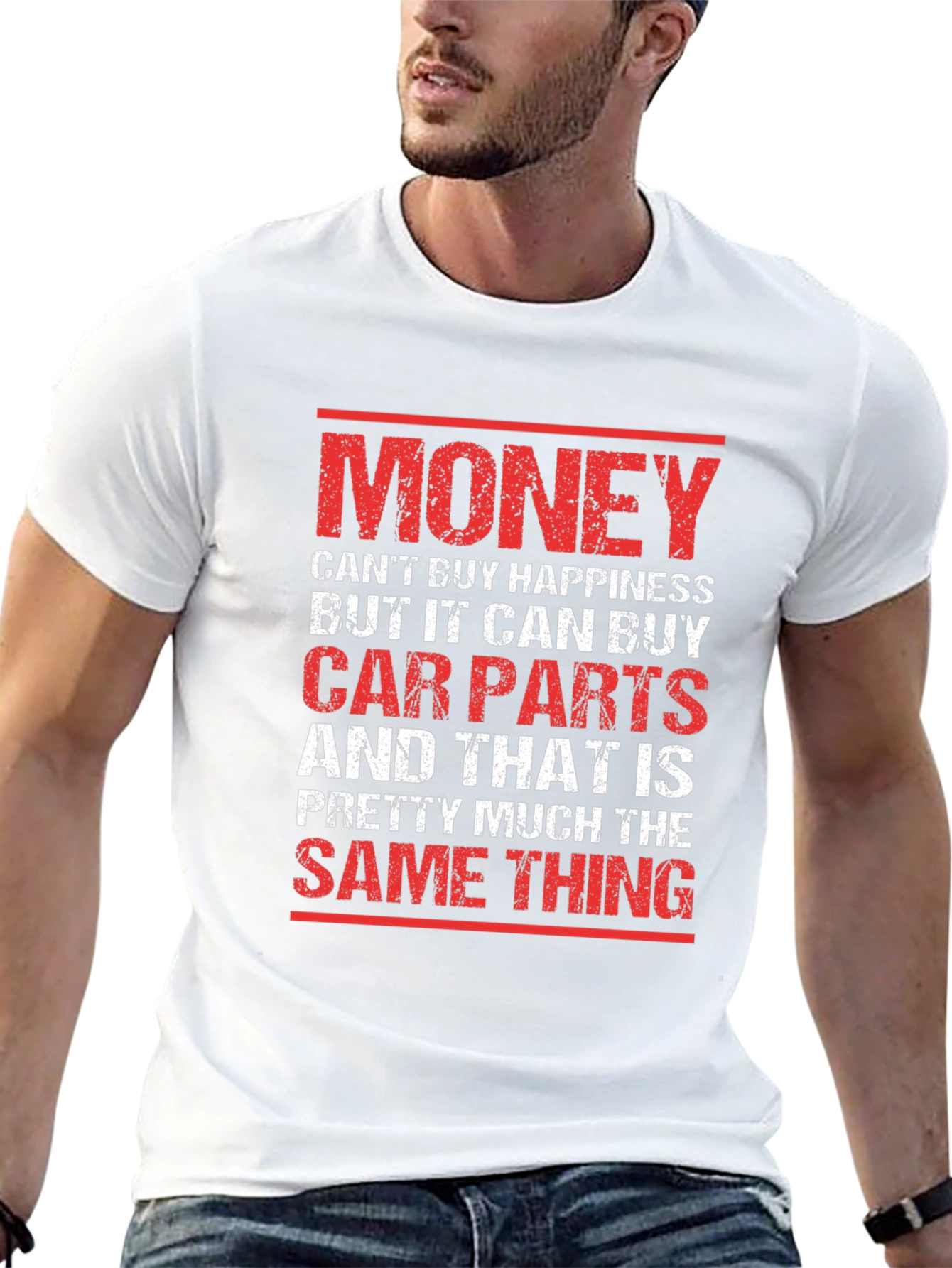 Black Funny Car Parts T-Shirt - Money Can Buy Car Parts view 13