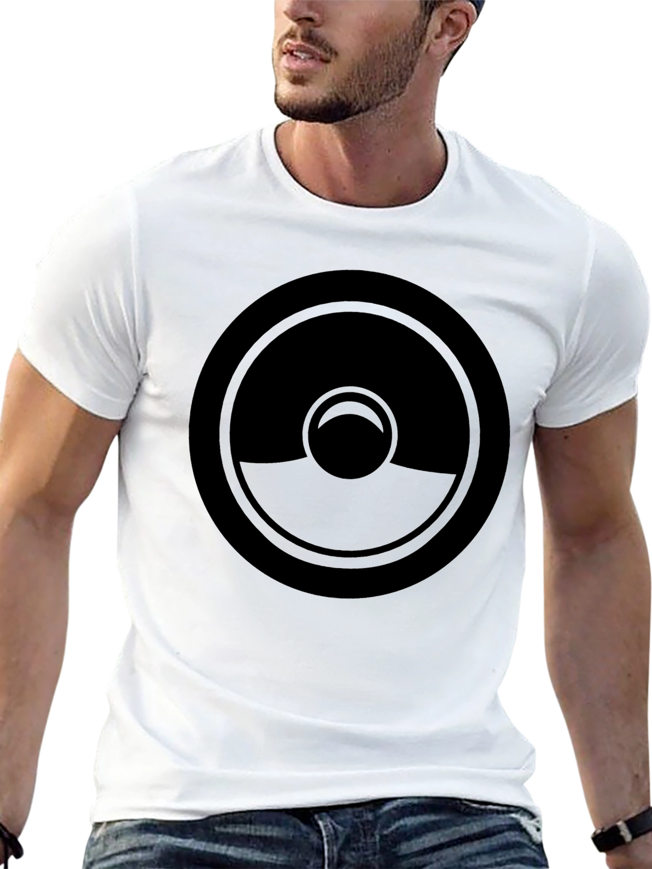 Black Stylish Black Graphic Tee - Circular Design view 13