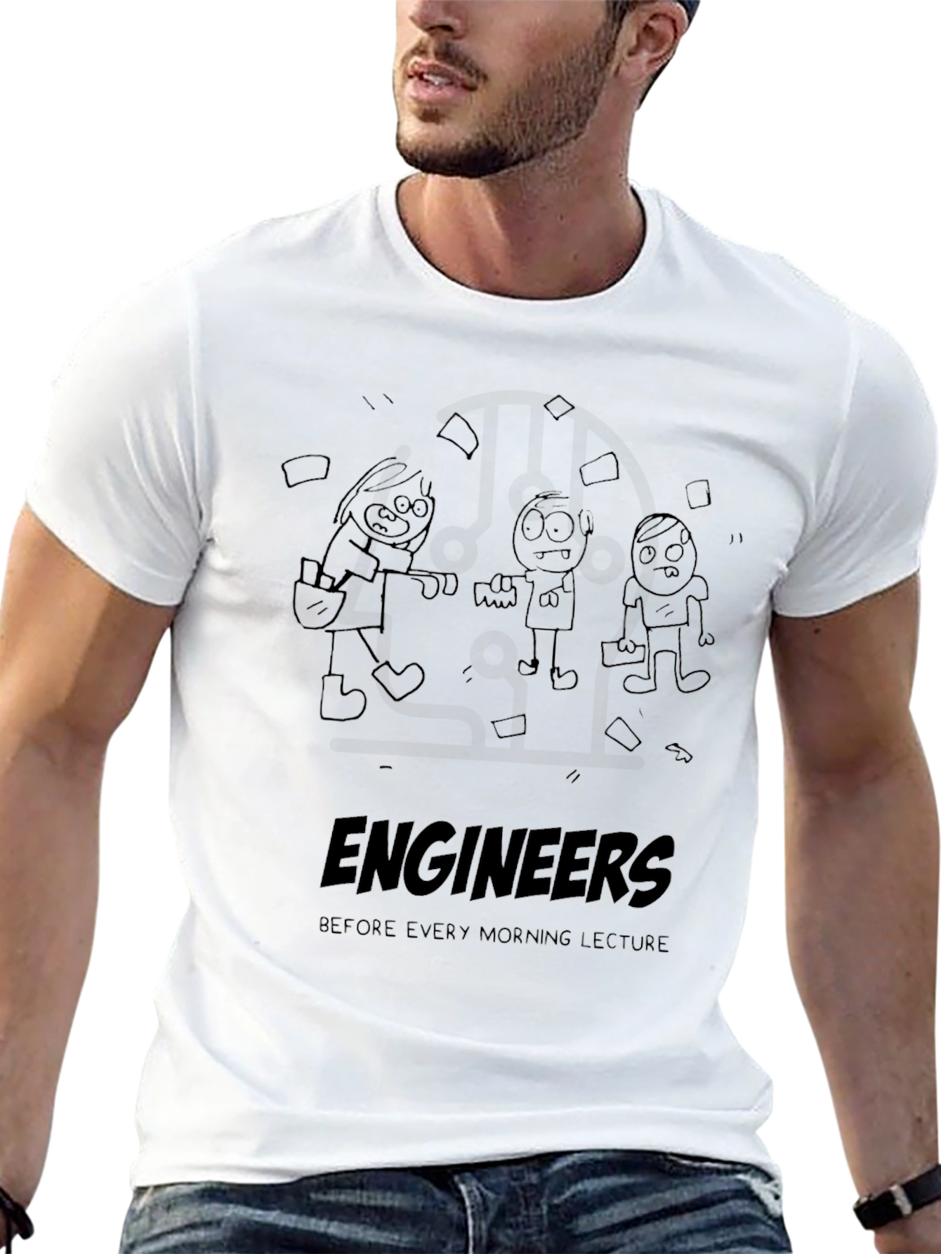 Black Engineers Before Lecture Graphic Tee - Black Cotton T-Shirt view 13