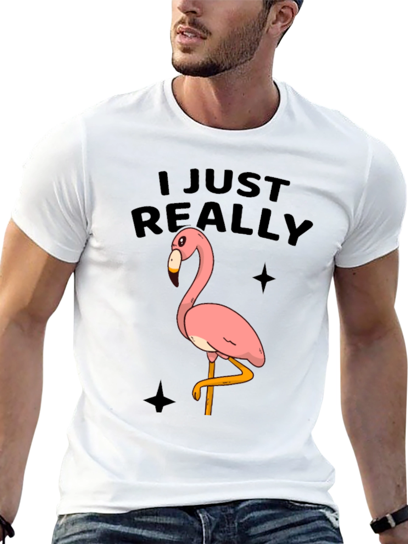 Black Funny Flamingo Graphic Tee - Just Really Love Flamingos view 13