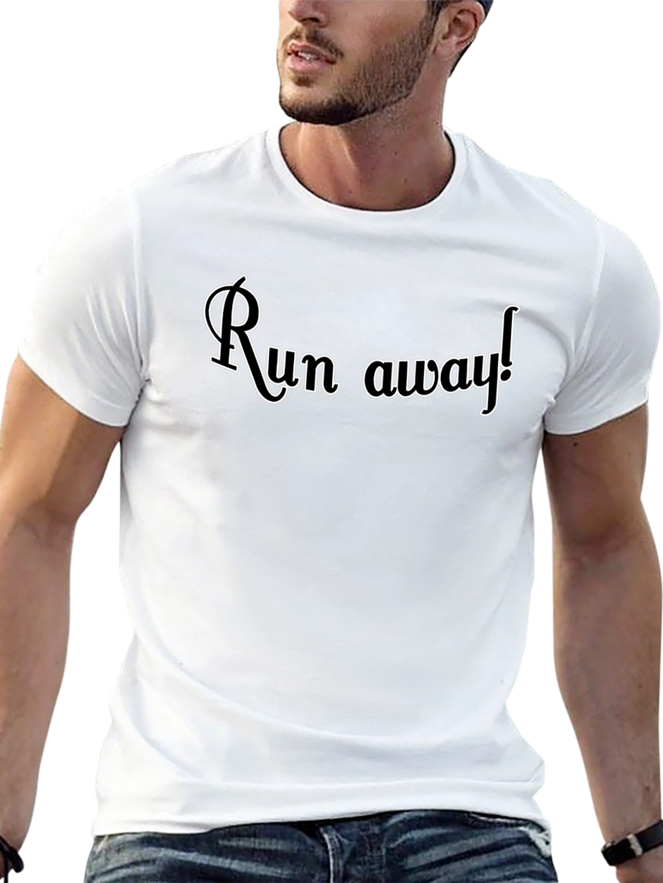 Black Run Away Graphic Tee - Stylish & Comfy Black T-Shirt view 13