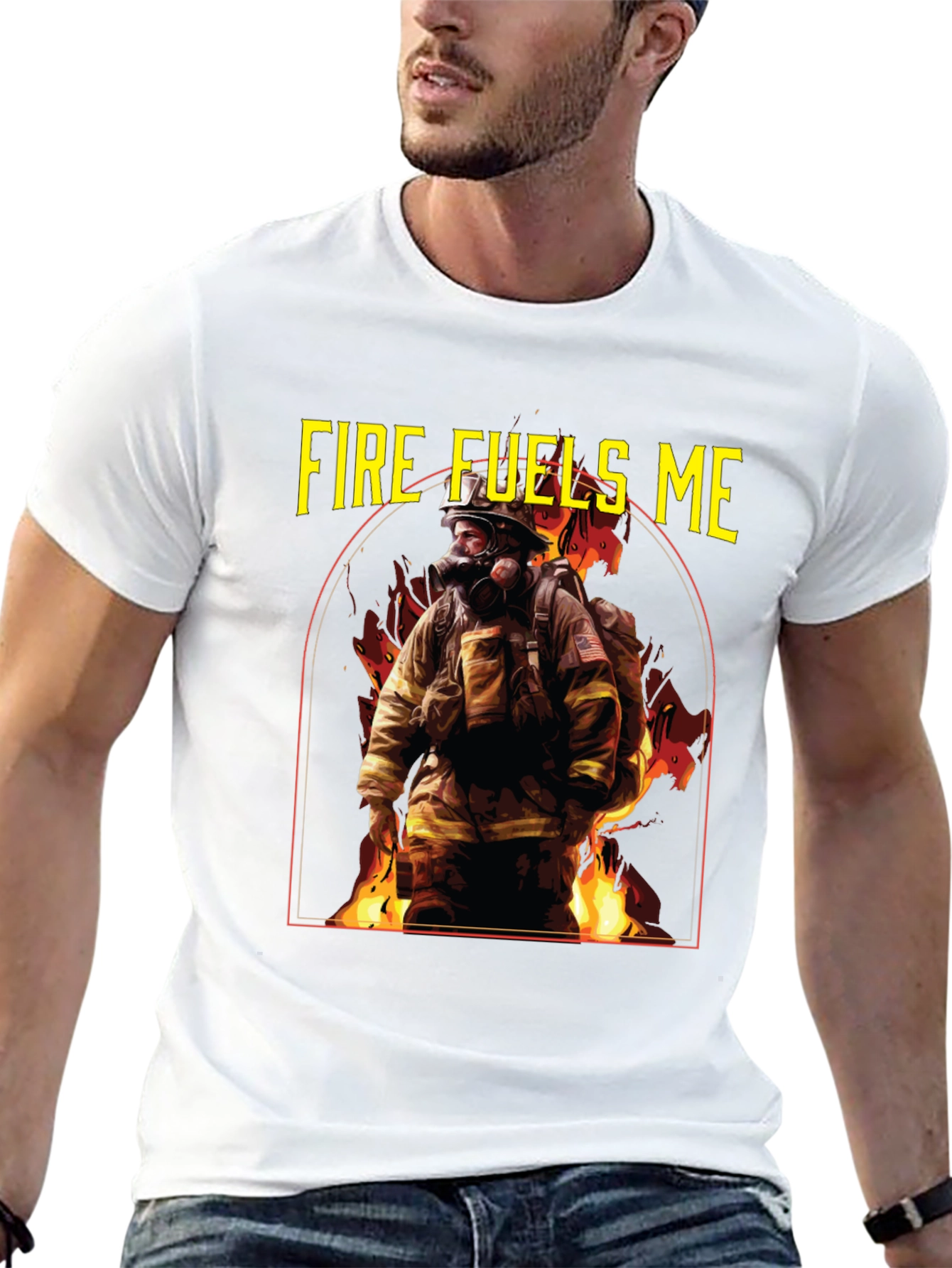Black Fire Fuels Me Firefighter Graphic T-Shirt view 13