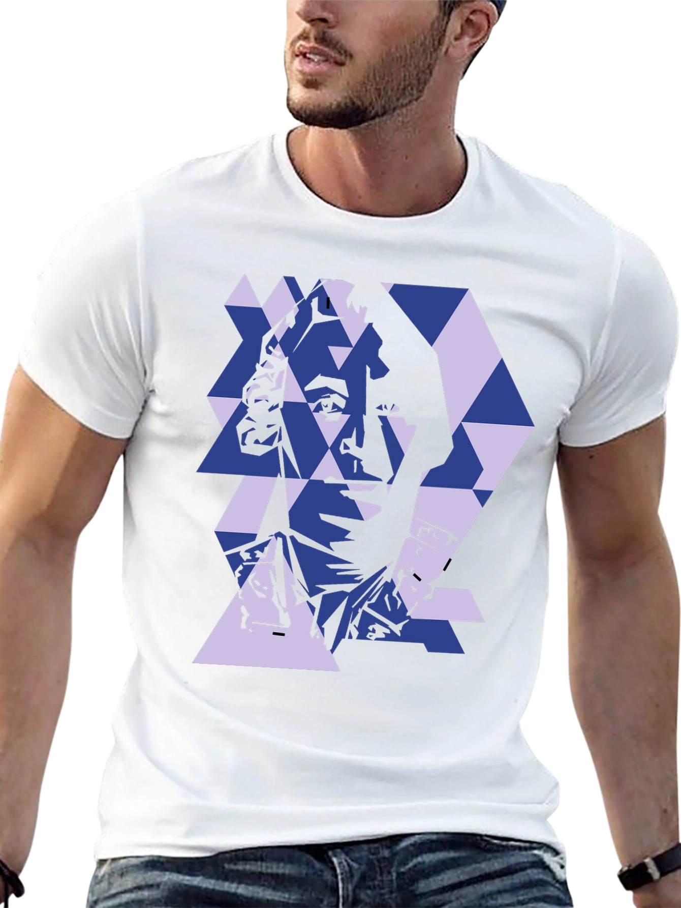 Black Geometric Portrait Tee - Stylish Abstract Design view 13