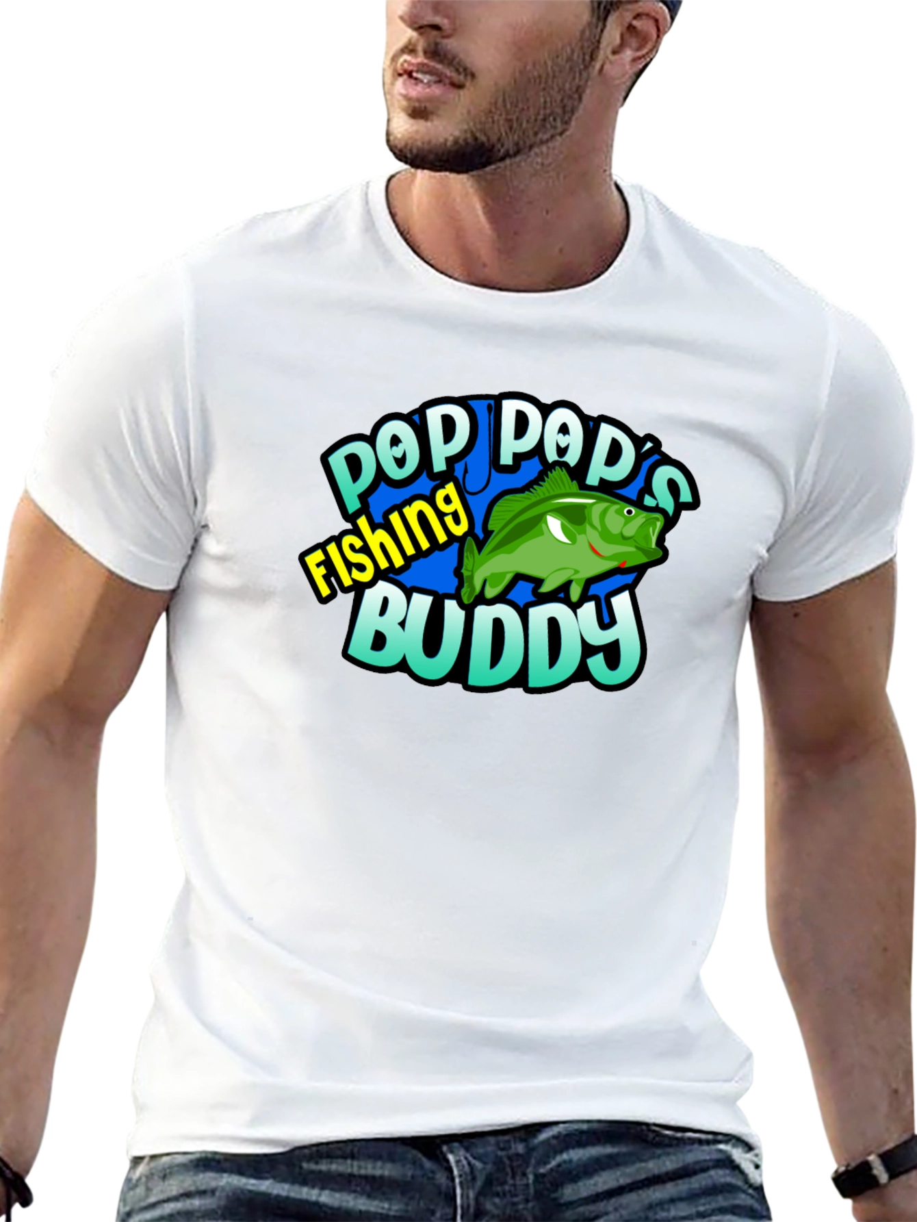 Black Pop Pop's Fishing Buddy Black T-Shirt view 13