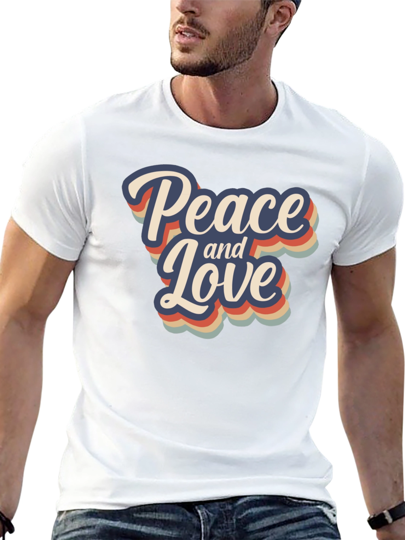 Black Peace and Love Retro Graphic T-Shirt view 13