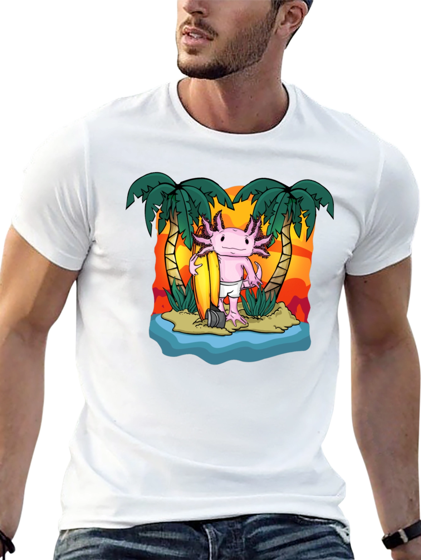 Black Axolotl Surfer T-Shirt view 13