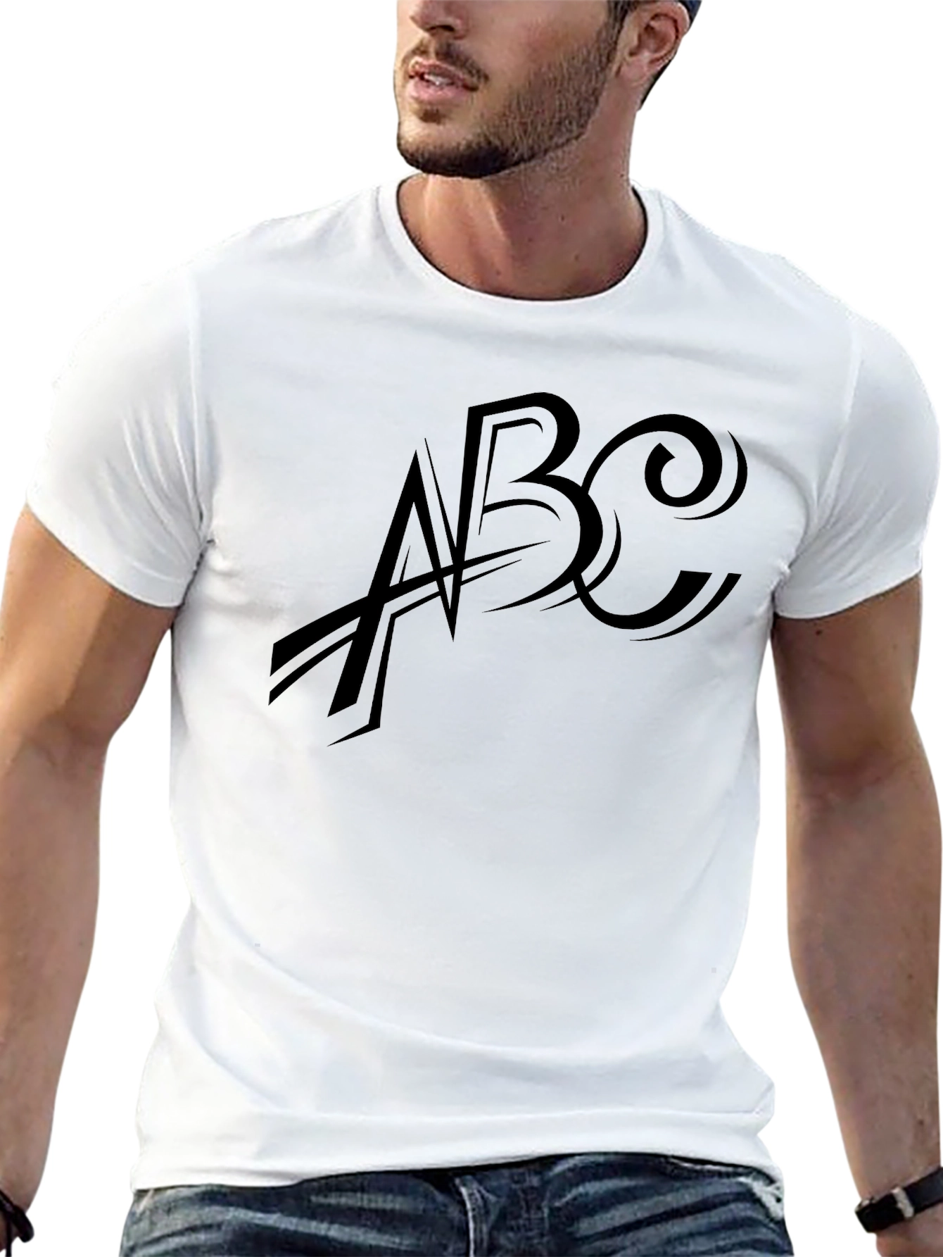 Black Men's Black Graphic Tee - ABC Design view 13