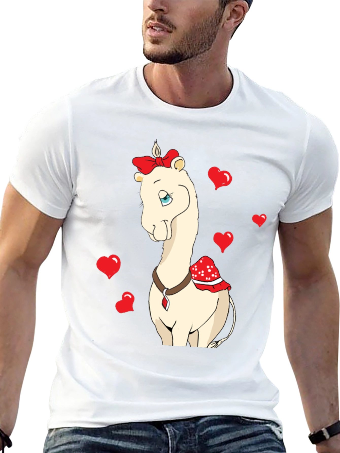 Black Cute Camel With Bow & Hearts Valentine's T-Shirt view 13